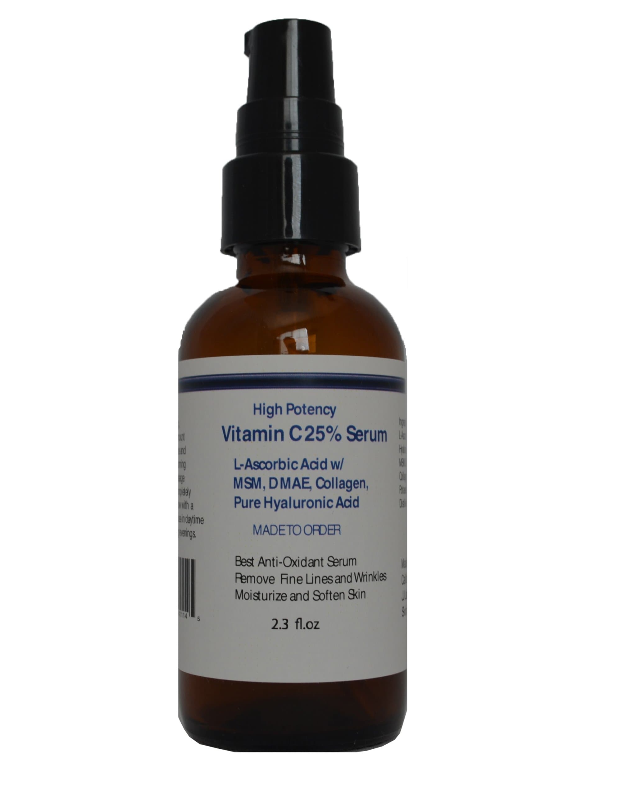 Vitamin C 25% serum with MSM, DMAE, Collagen, and Hyaluronic Acid (2.3 fl.oz)