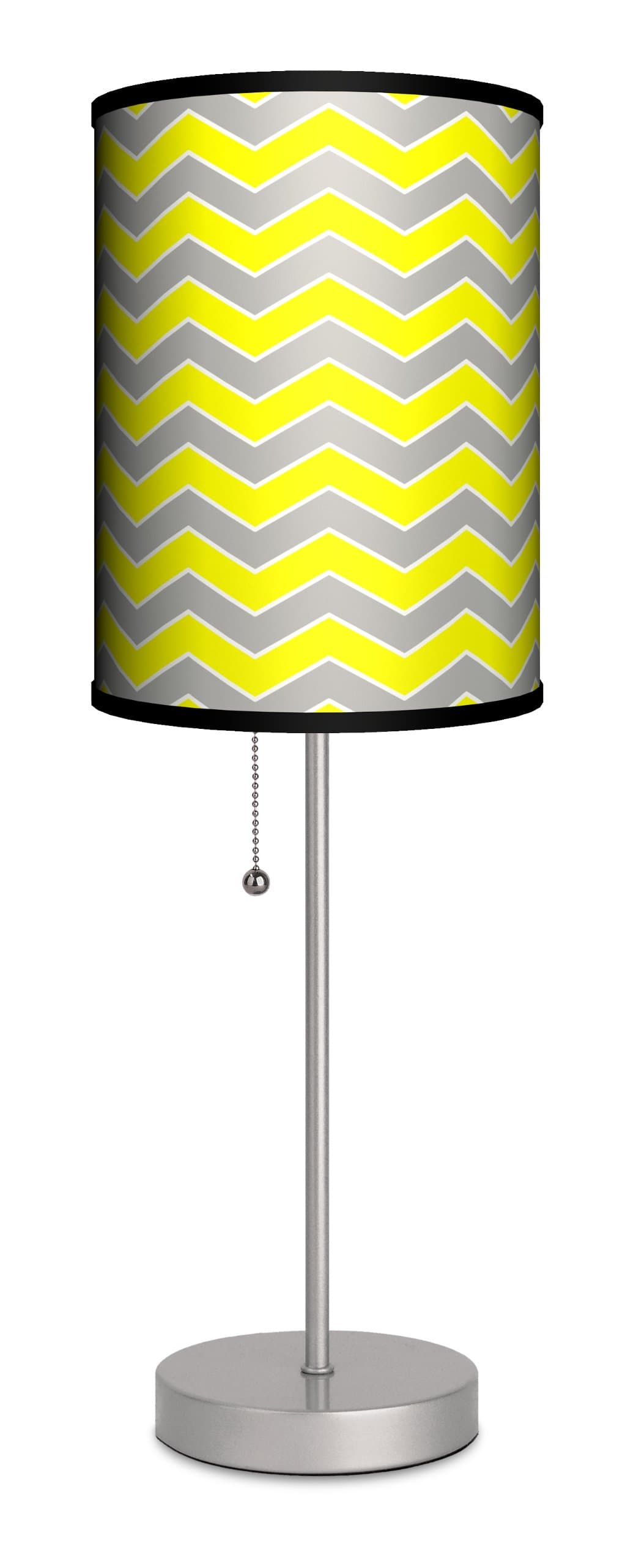 SPS-DEC-GYCHV Decor Art Grey and Yellow Chevron Sport Lamp, 7" x 7" x 20", Silver