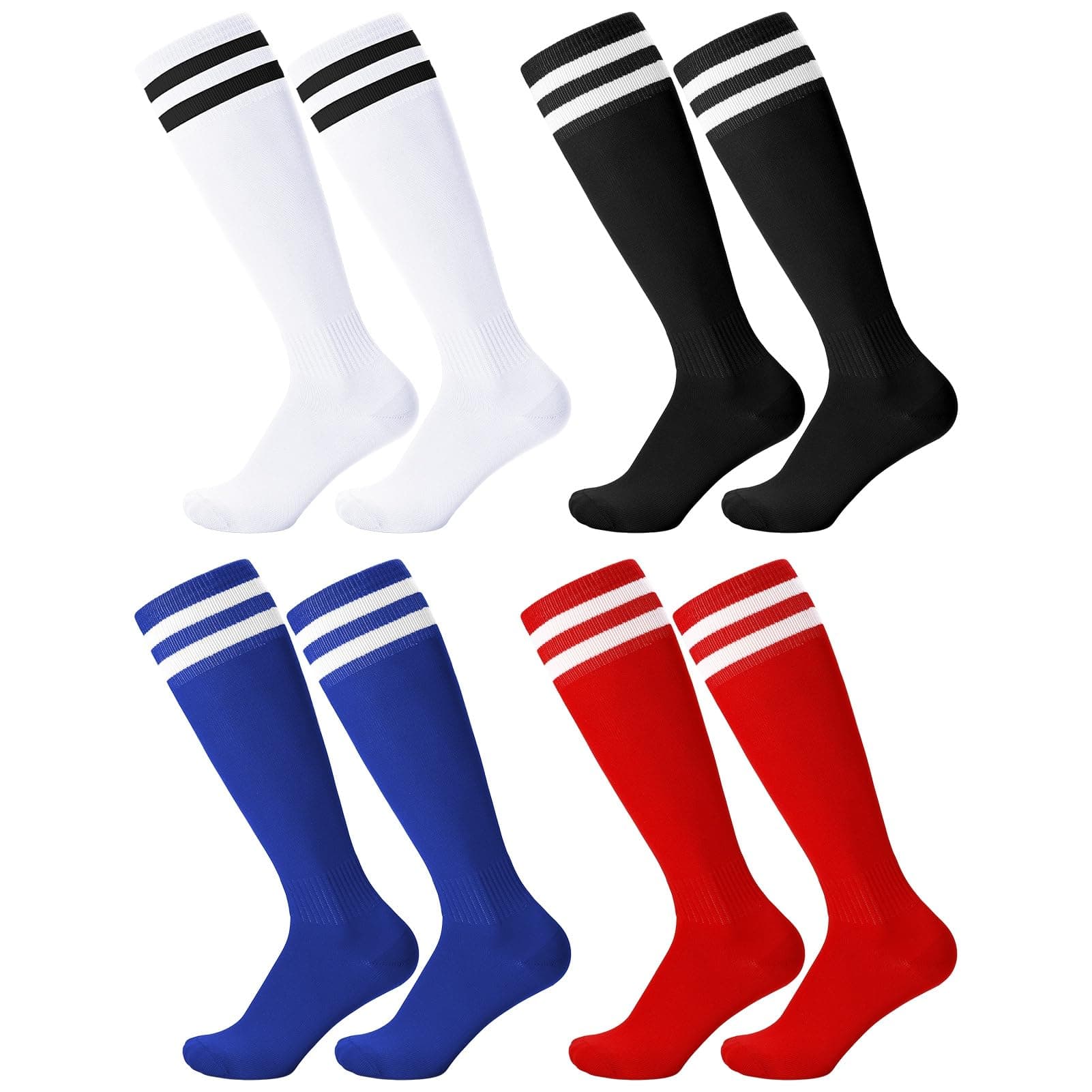 Zuimei 4 Pairs Football Socks Kids Sports Socks for Kids Boys Girls Children Youth Junior Running,Training,Rugby,Hockey Soccer (Aged 5-13)