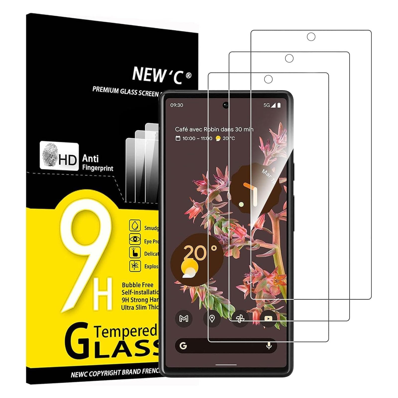 3 Pack Designed for Google Pixel 6 Screen Protector Tempered Glass, Case Friendly Ultra Resistant