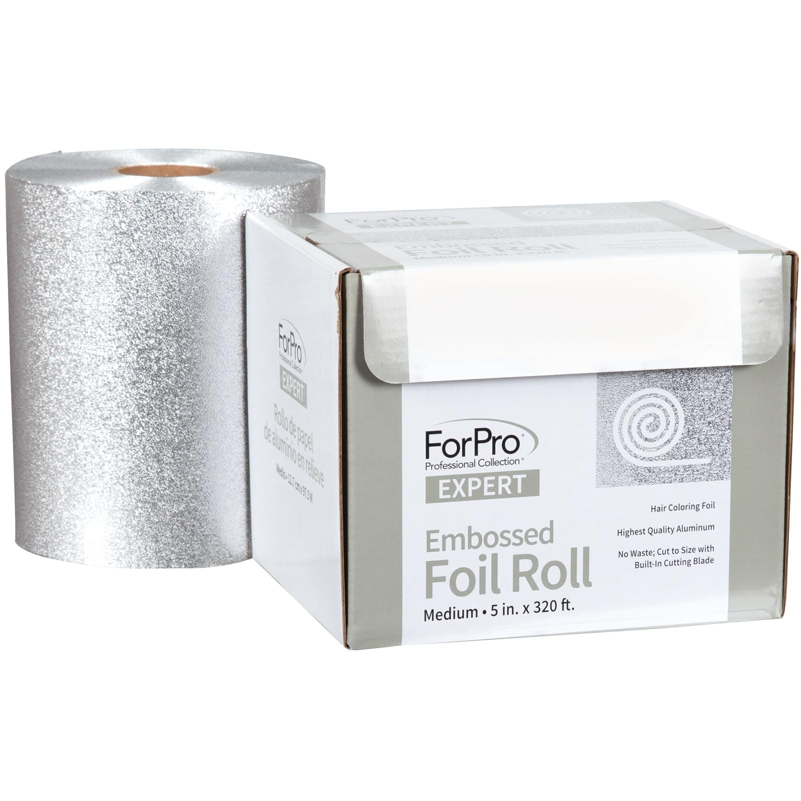 ForPro Professional Collection Expert Embossed Aluminum Foil Roll, 320 Feet Hair Foil for Color Application and Highlighting Services, Silver, Medium, 5W