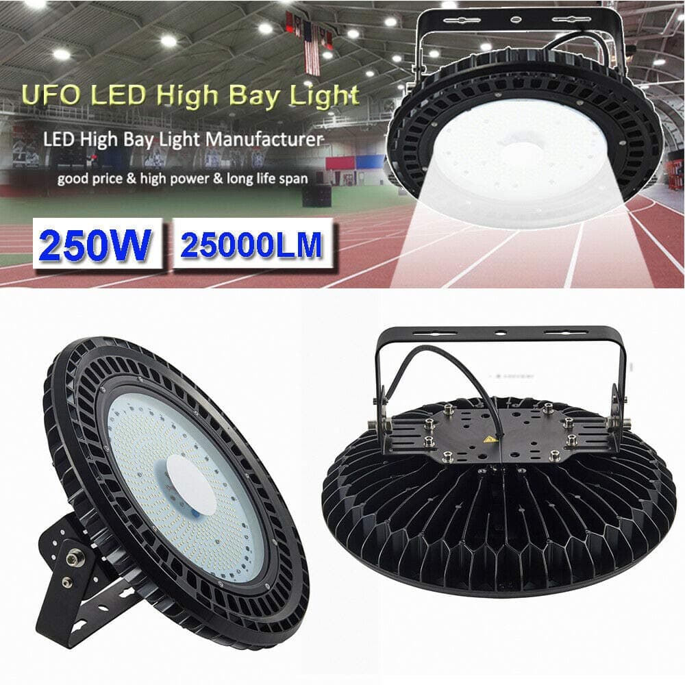 100W / 150W / 200W / 250W LED High Bay UFO Lights, 6500K Cold White, IP54 Waterproof Dust Proof, Warehouse Super Bright LED Floodlights - UFO LED Ligh 120 Degree Beam Commercial Lighting (250W)