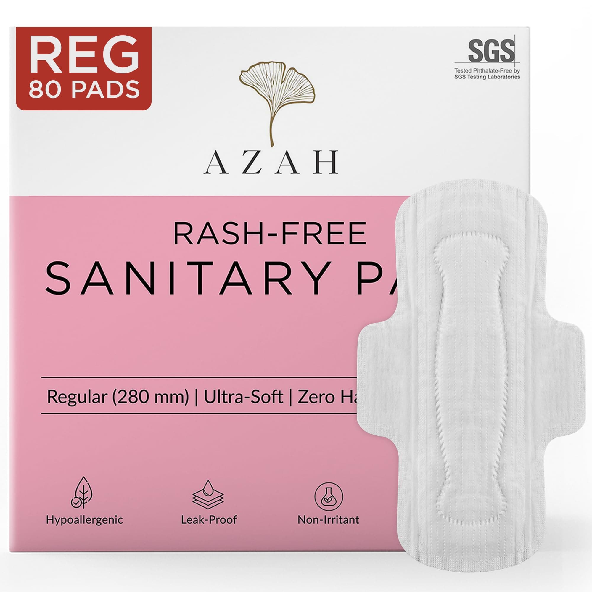 AZAH Sanitary Pads for Women Regular [Pack of 80] 100% Rash-Free sanitary napkins | 3x More Absorption, Cottony Soft and Dry Top Cover for heavy Flow | Toxin Free, Locks Odour, Leak-Proof