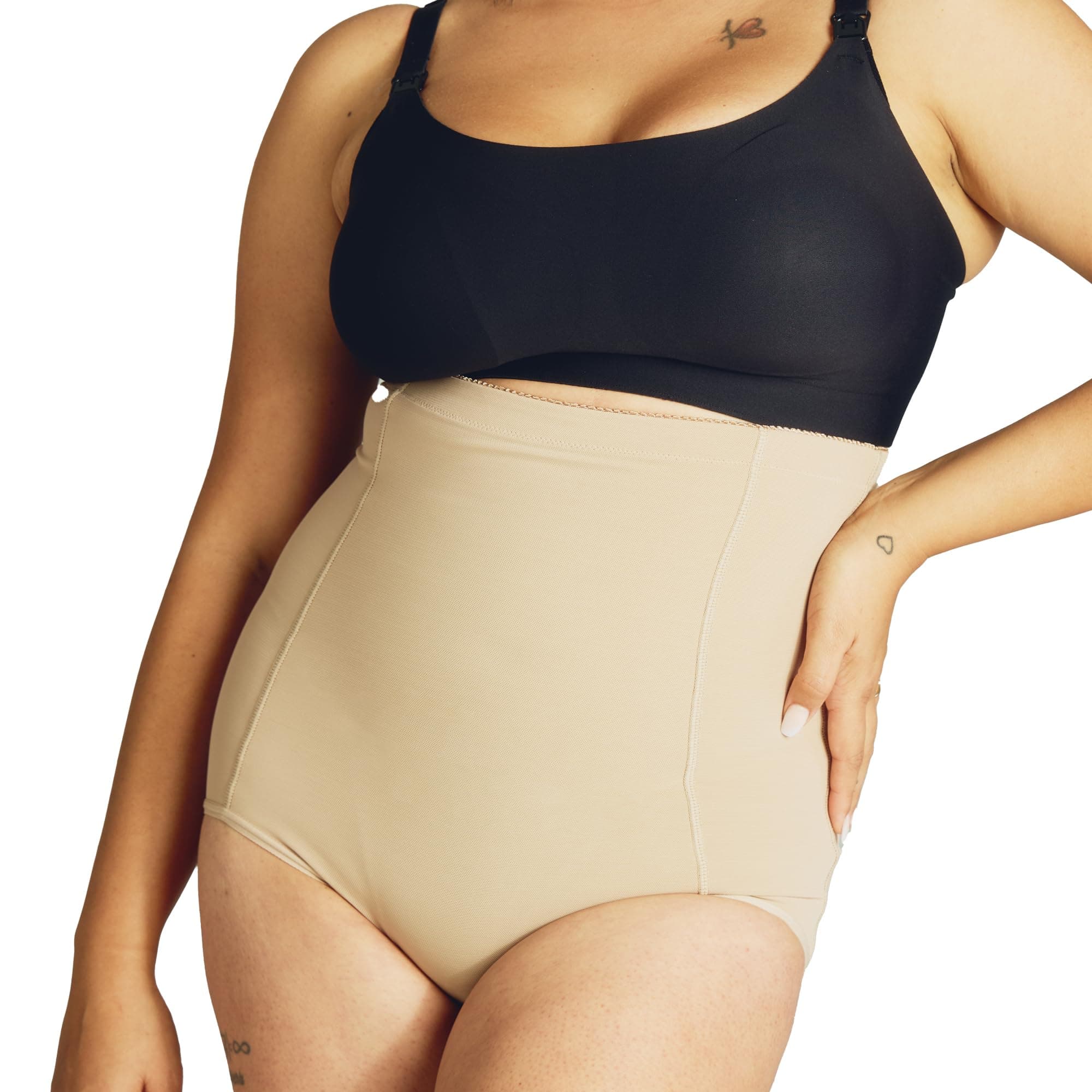 Belly Bandit Postpartum Sculpting Girdle - Postpartum Essentials - Support & Compress Your Abdomen, Waist & Hips - Pull-On Design Waist Corset for Core & Back Support - Medium, Nude