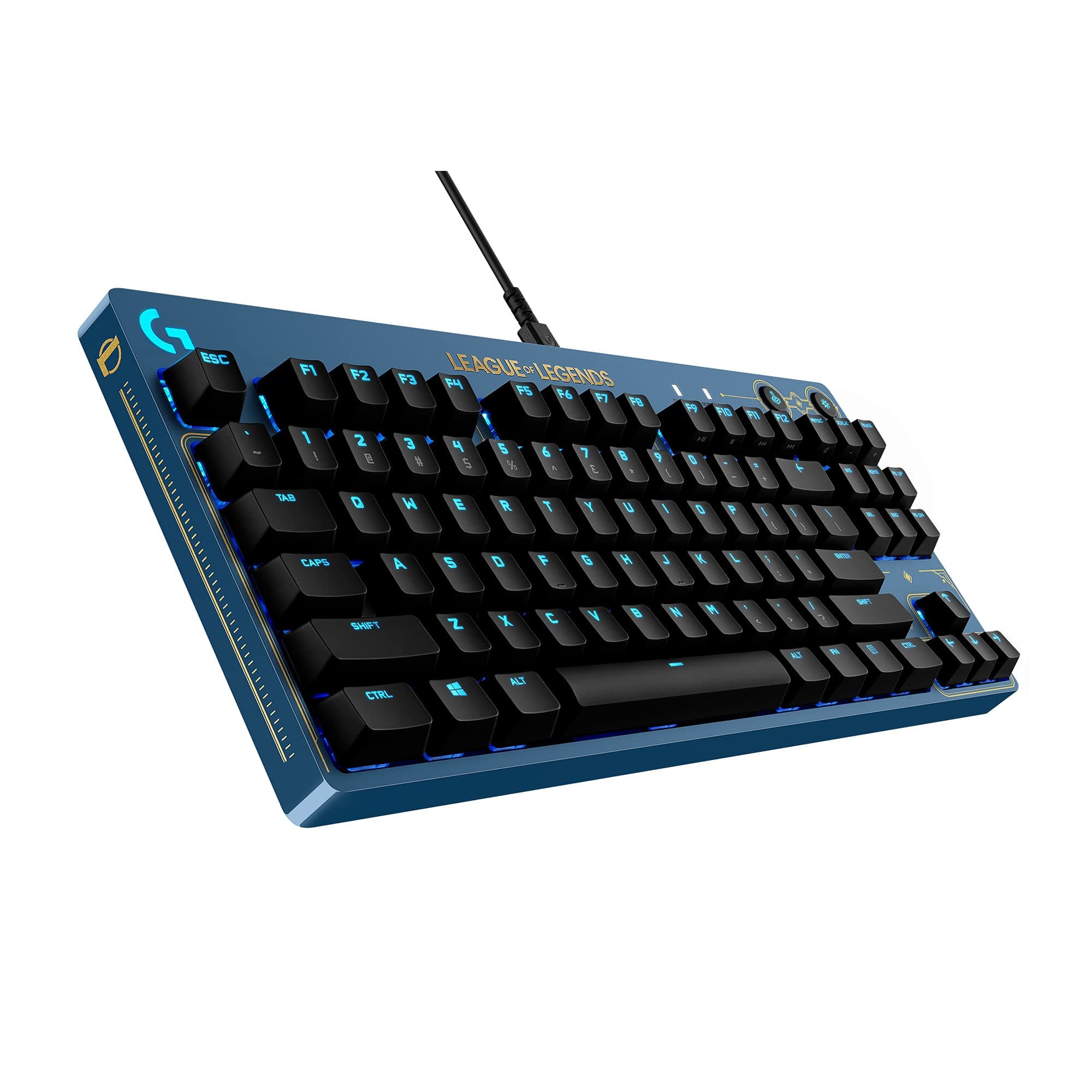 Logitech G Pro Mechanical Gaming Keyboard - No Numeric Keyboard, Portable Design, Removable USB Cable, Lighted RGB LIGHTSYNC, Official Edition League of Legends