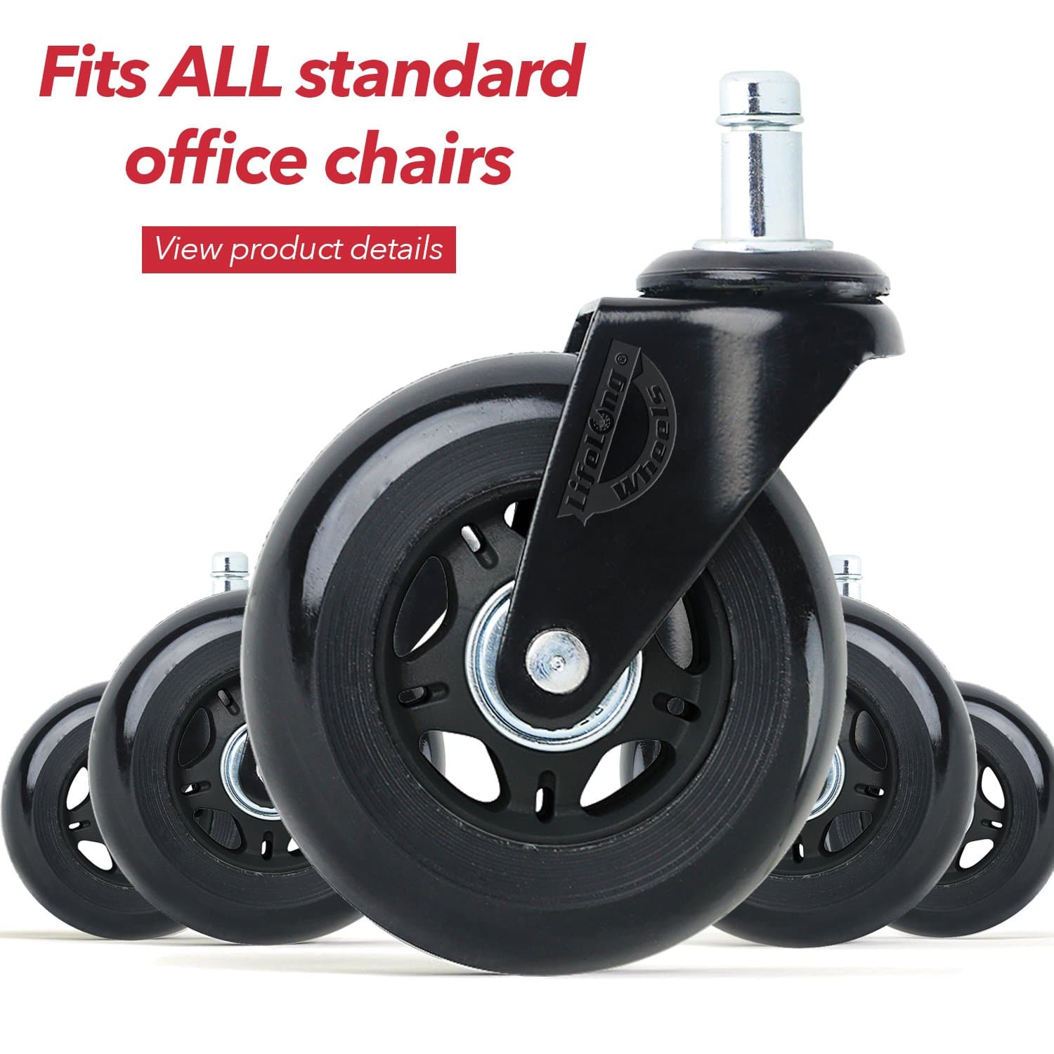 Office Chair Wheels Replacement Desk Chair Casters for Hardwood Floors and Carpet, Set of 5, Heavy Duty Office Chair casters for Chairs to Replace Chair mats- universal fit (stem size is 5/16" x 7/8")