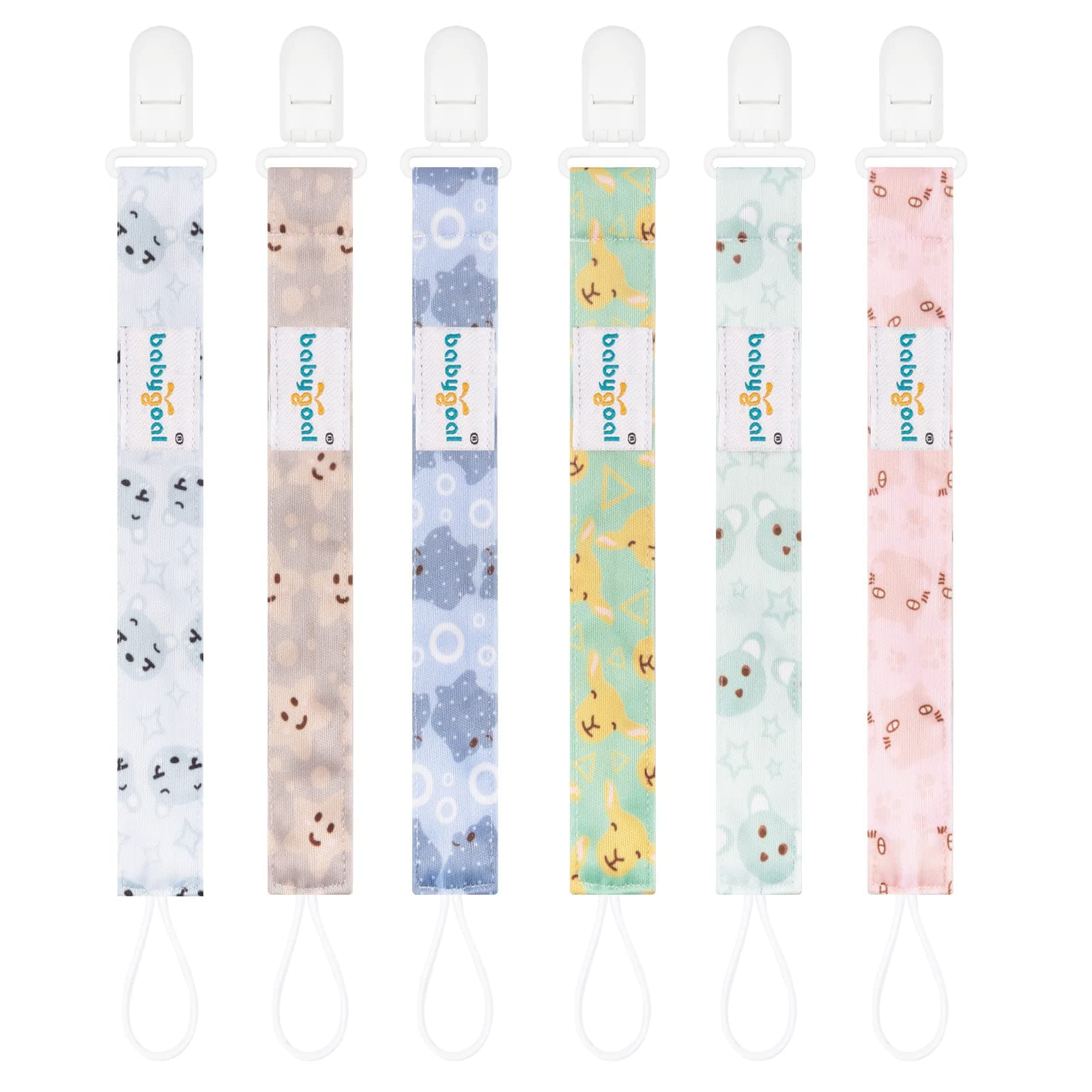 Babygoal Pacifier Clips, 6 Pack Pacifier Holder for Boys and Girls Fits Most Pacifier Styles & Baby Teething Toys and Baby Gift 6PS33