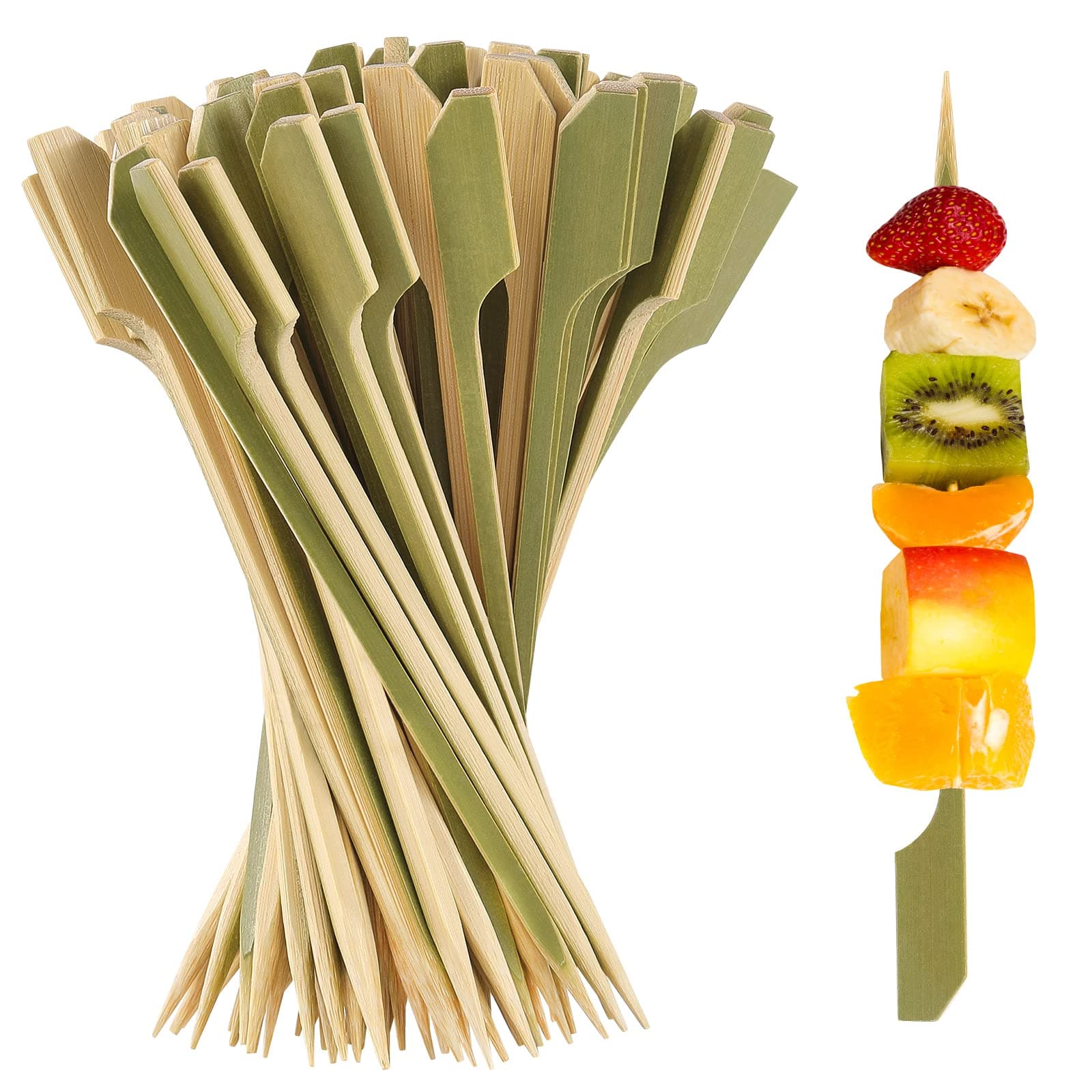 [300 Pcs] Bamboo Wooden Skewers for Appetizers - 4.7 Inch Toothpicks for Appetizers,BBQ,Fruit,Kabobs,Sandwich,Snacks,Picks for Cocktail
