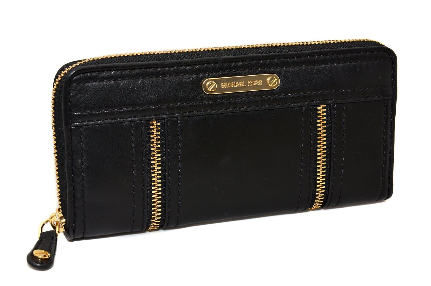 Michael Kors Moxley Zip Around Continental Black Leather Wallet