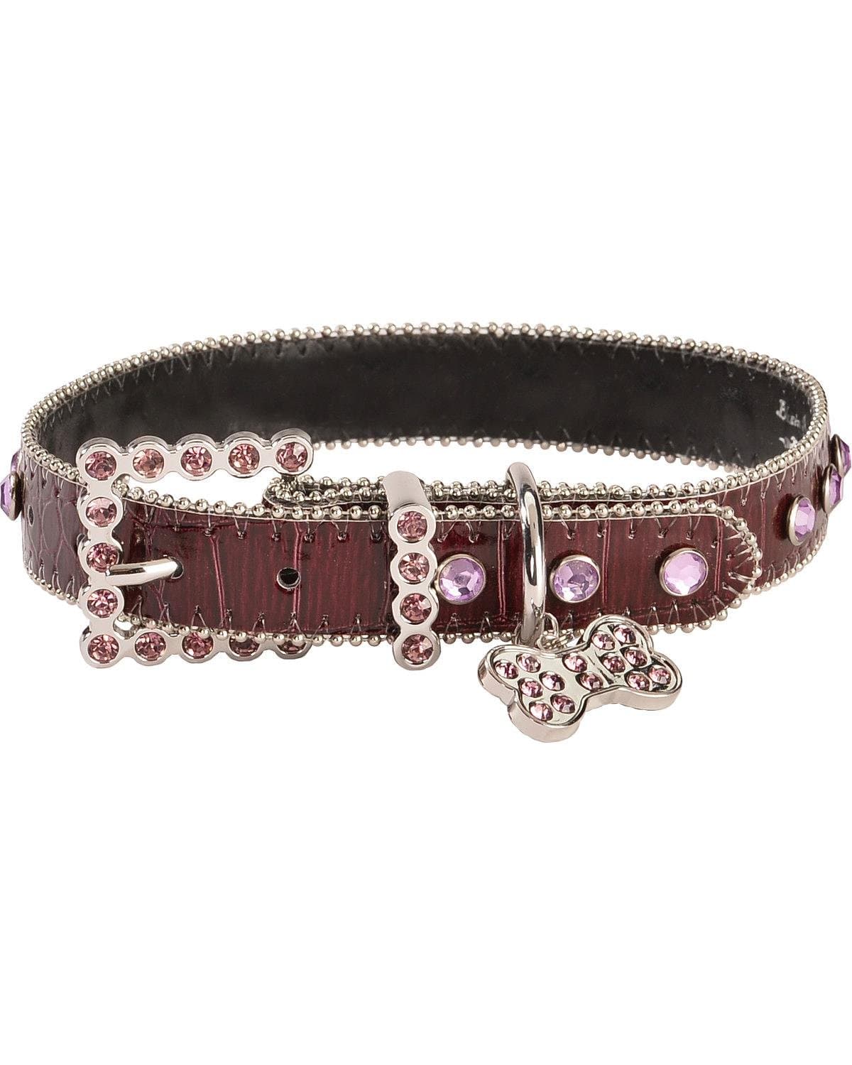 Blazin Roxx Unisex Croc Print Rhinestone Dog Collar M/L Purple Large