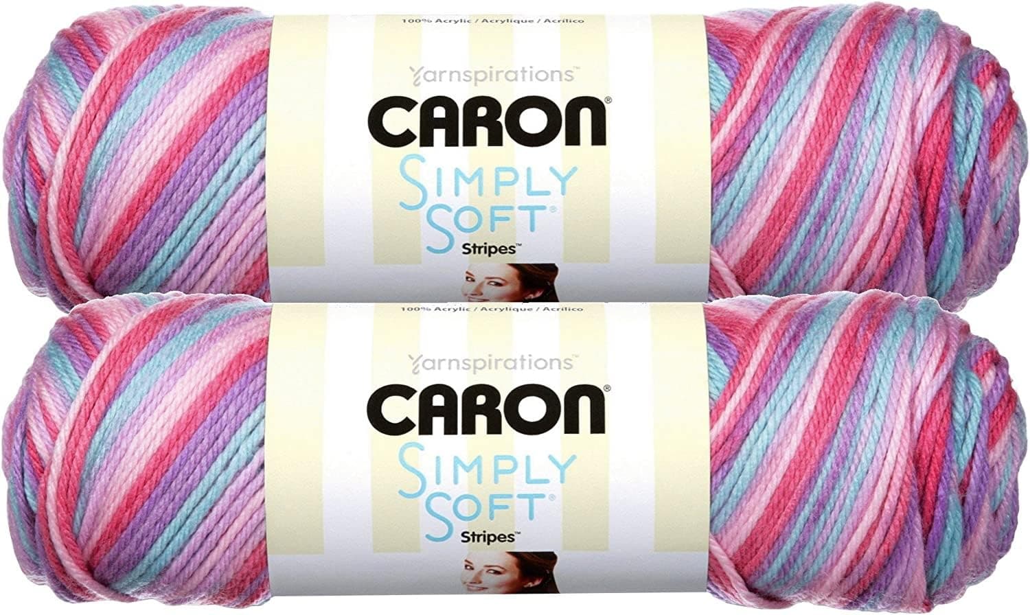 Simply Soft Bulk Buy Stripes 100% Acrylic Yarn (2-Pack) ~ 5 oz. Skeins (Times Square)
