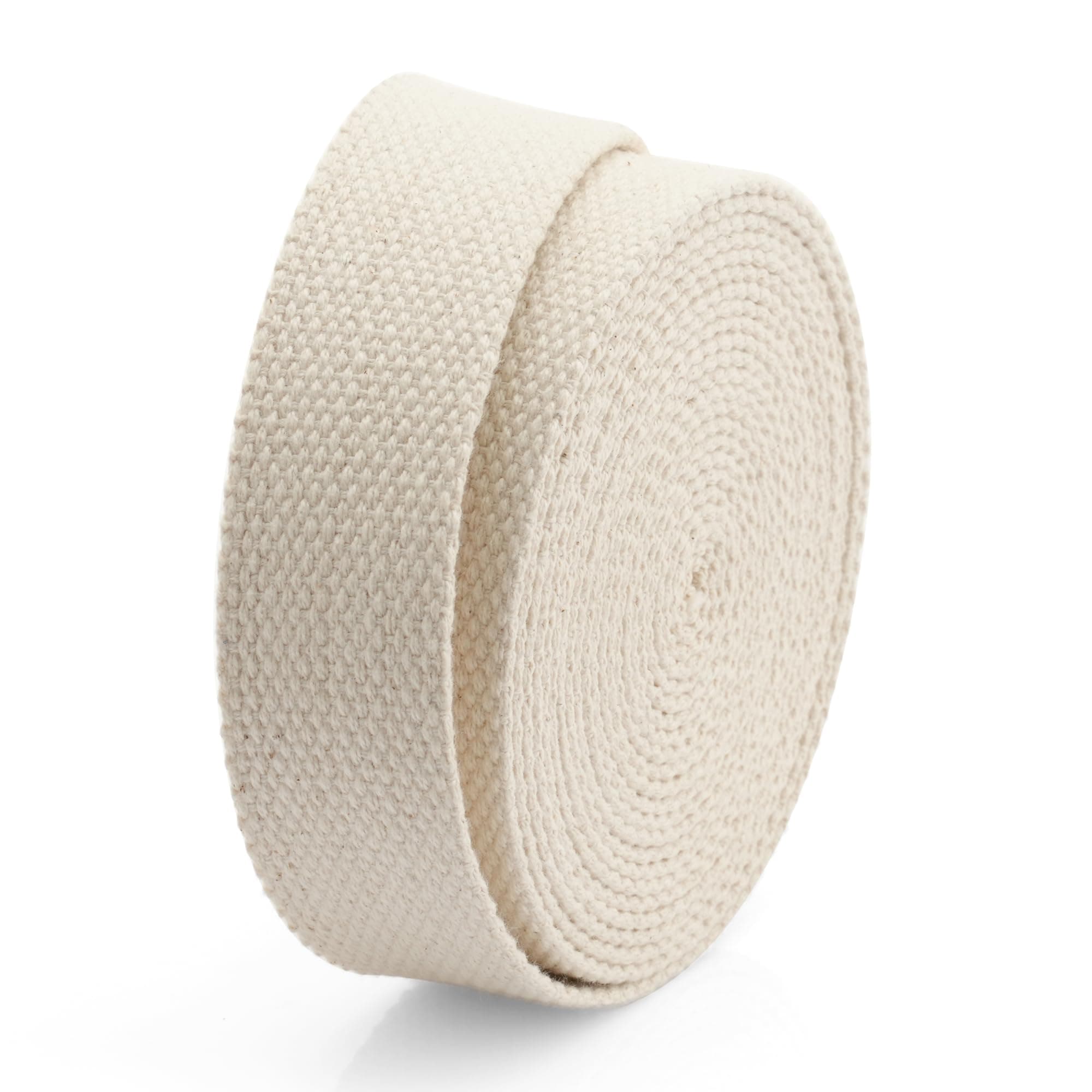 CRAFTMEMORE Natural Cotton Webbing Ribbon for Arts & Crafts, Fabric Purse Strap, Belting, Tote Bags (1 Inch, 5 Yards)
