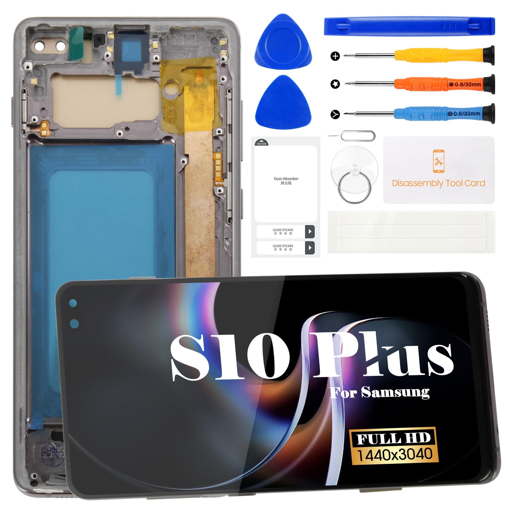 TFT for Samsung S10 Plus LCD for Samsung Galaxy S10 Plus SM-G975U Screen Replacement for Samsung Galaxy S10 Plus LCD Digitizer Touch Screen Replacement with Frame (Not Fingerprint Function)