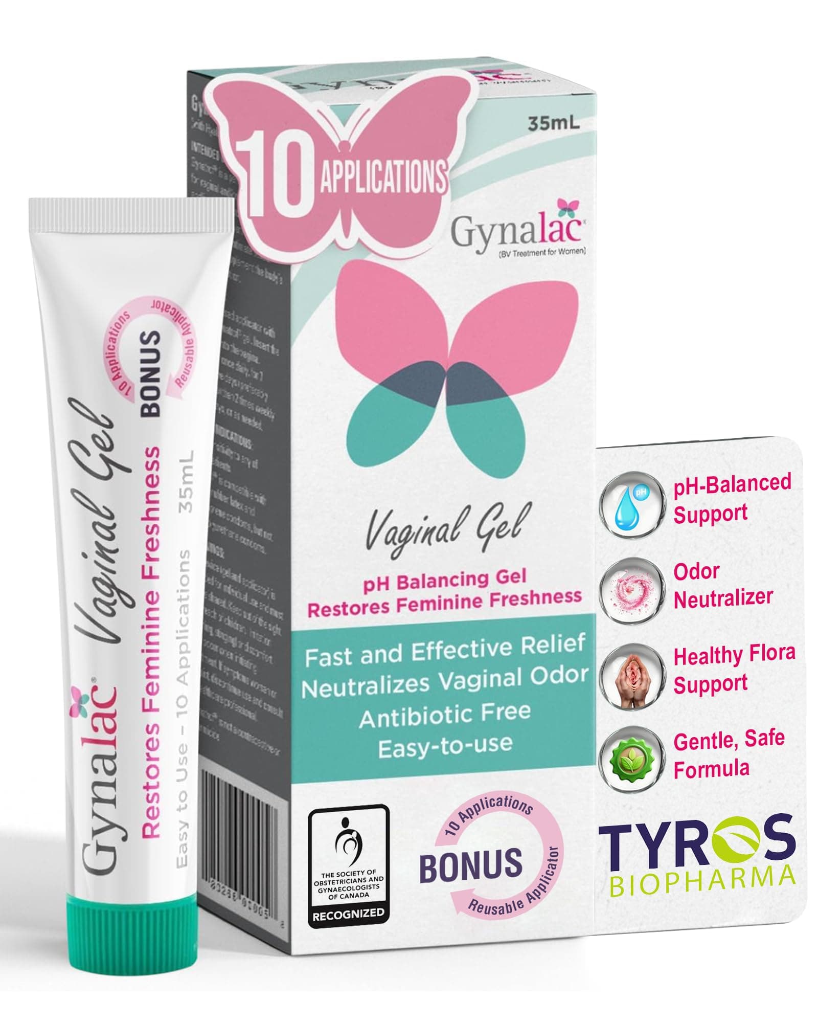 Gynalac Vaginal Odor Neutralizing Gel for Women – pH-balance Dual-Action Form...