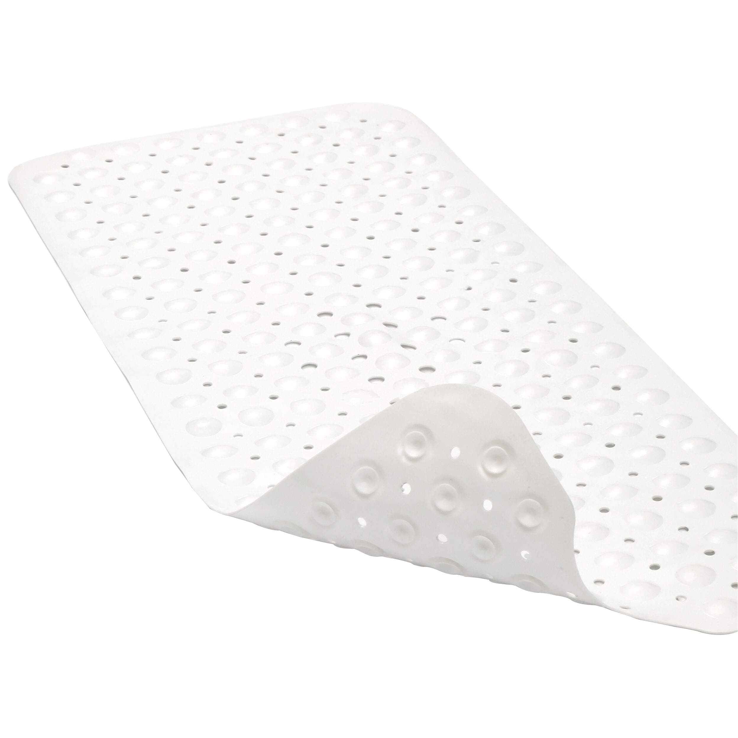 Extra Long Bath Mats for Tub, Eco Friendly TPE Soft Bathtub Mats 40 x 16 Inch Non Slip, BPA, Latex, Phthalate Free, Machine Washable Large Shower Mat (White)