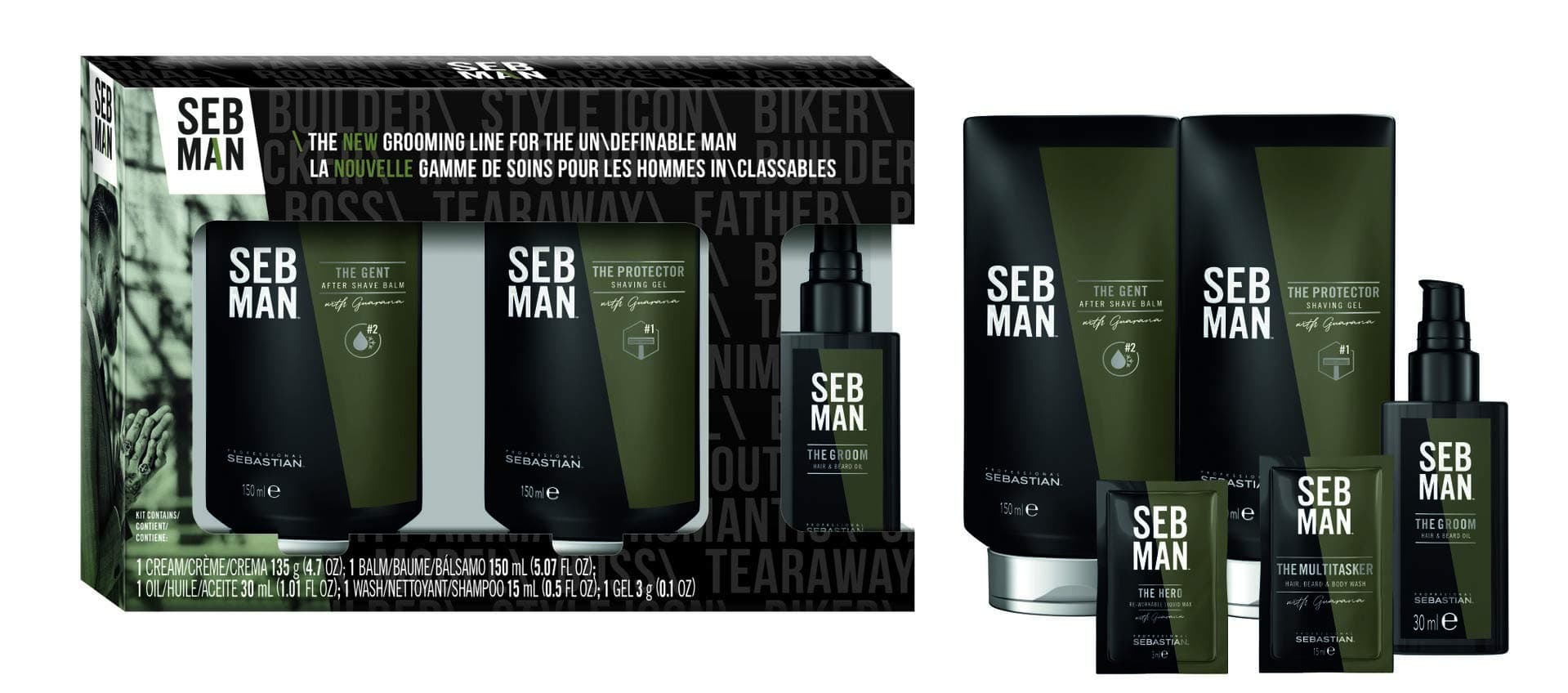 SEB MAN by Sebastian The Distinguished Gift Set, Men's Grooming Kit for Body, Face & Hair