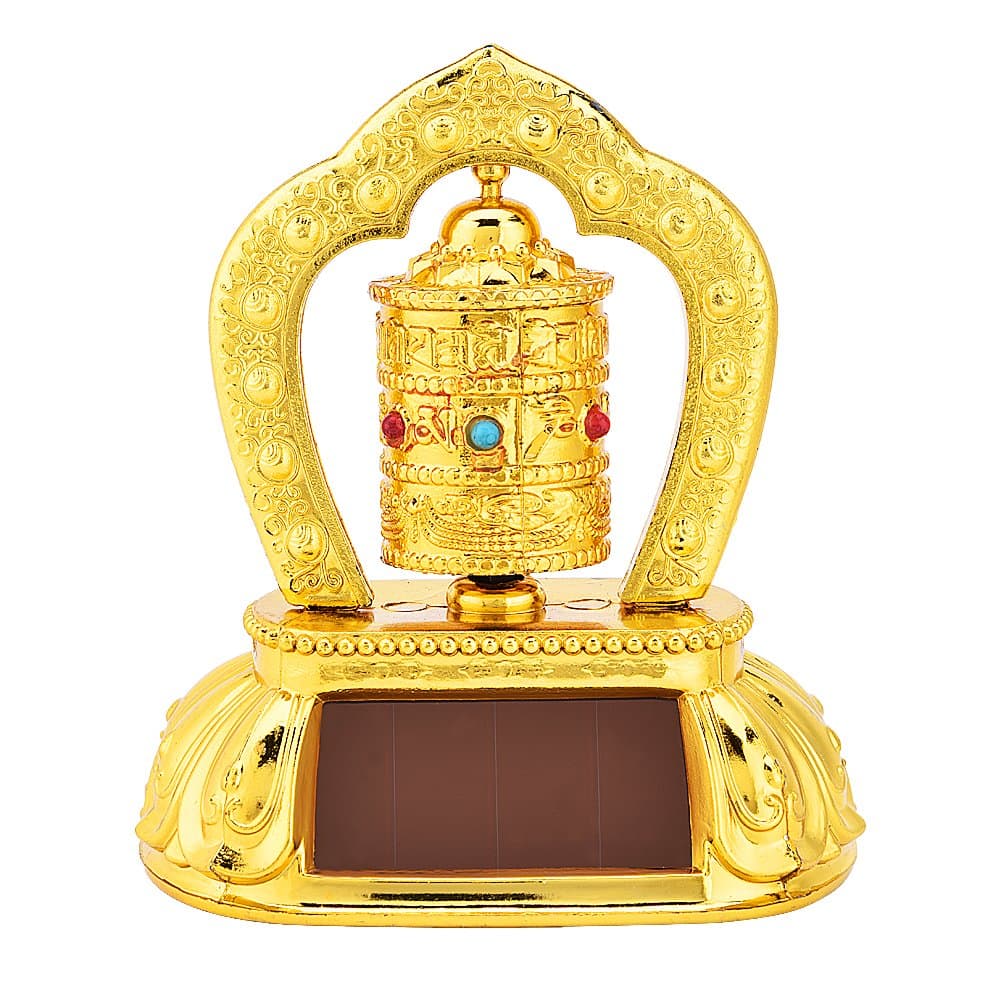 Solar Energy Prayer Wheel, Car Prayer Wheel Solar Energy Power Tibetan Buddhist Prayer Wheel Ceremonial Auspicious Items Car Decoration