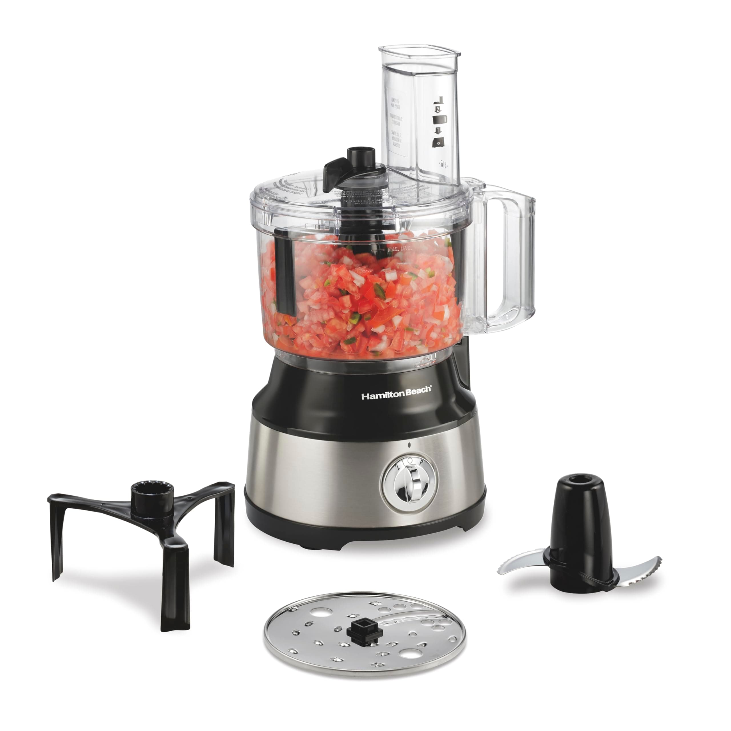 Food Processor & Vegetable Chopper for Slicing, Shredding, Mincing, and Puree, 10 Cups + Easy Clean Bowl Scraper, Black and Stainless Steel (70730)