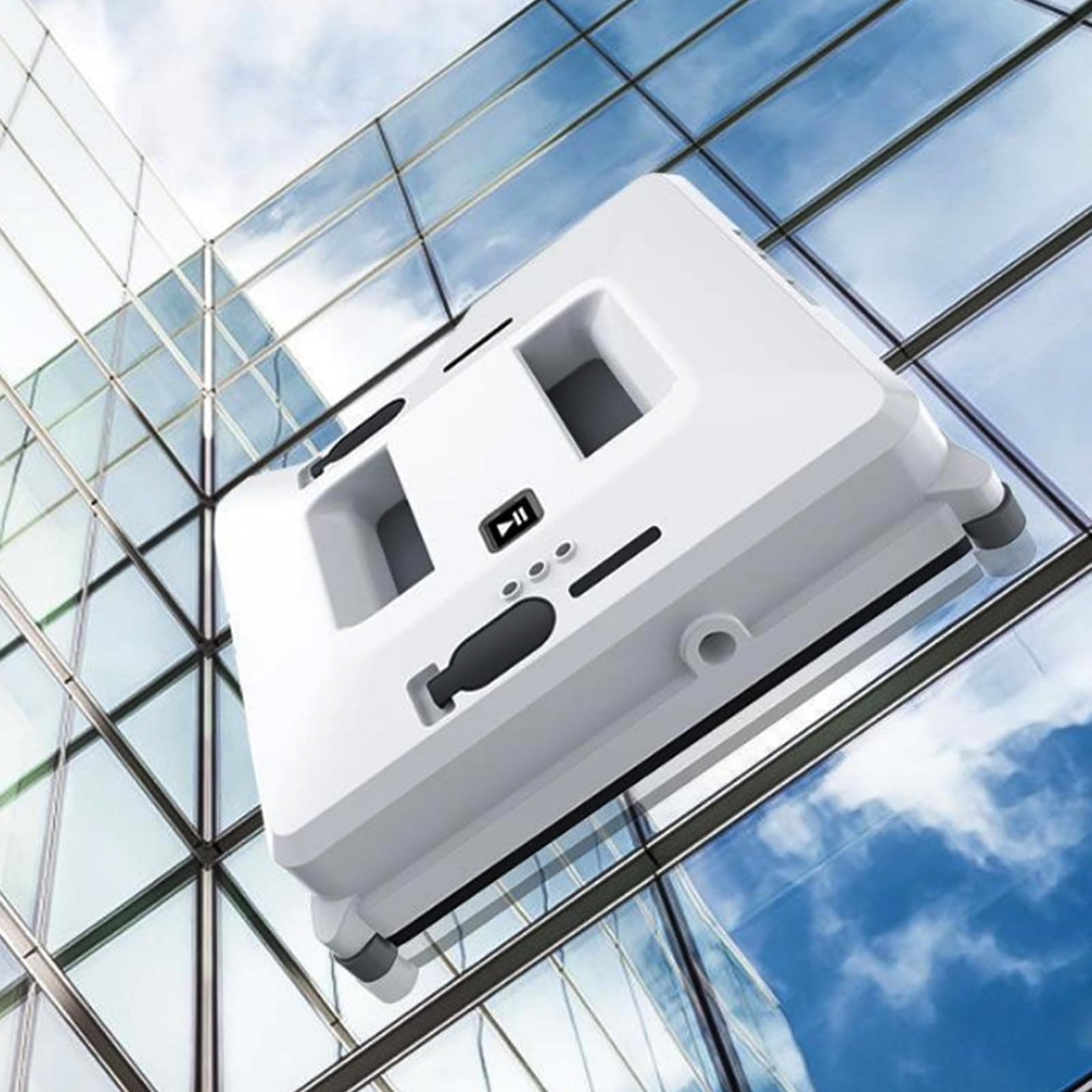 Window Cleaner Robot, 3000pa Strong Suction Smart Cleaner With Double Water Jet/One Key Start/Remote Control, for Indoor Outdoor High Windows, White