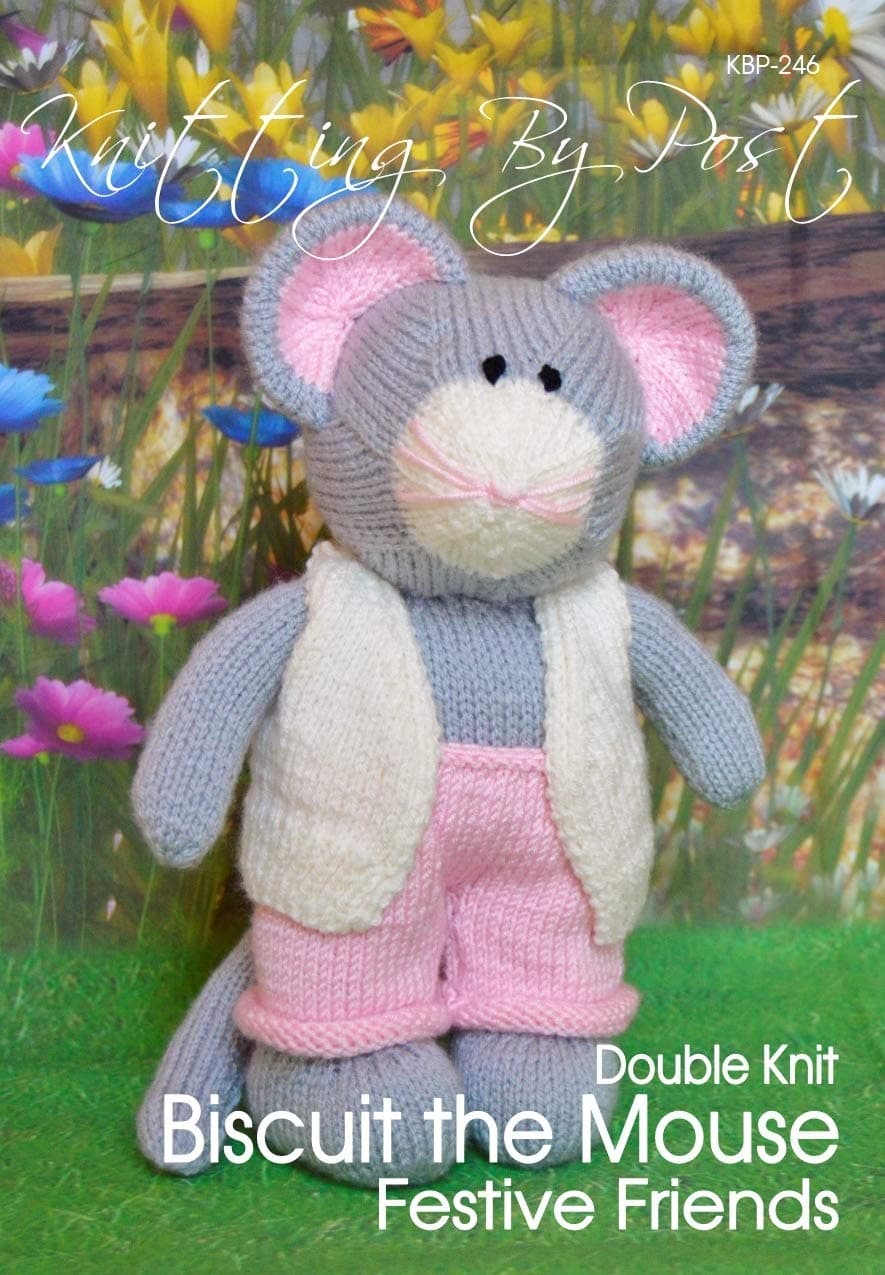 Knitting Pattern Leaflet for Biscuit The Mouse from Double Knitting Doll in Grey and Pink