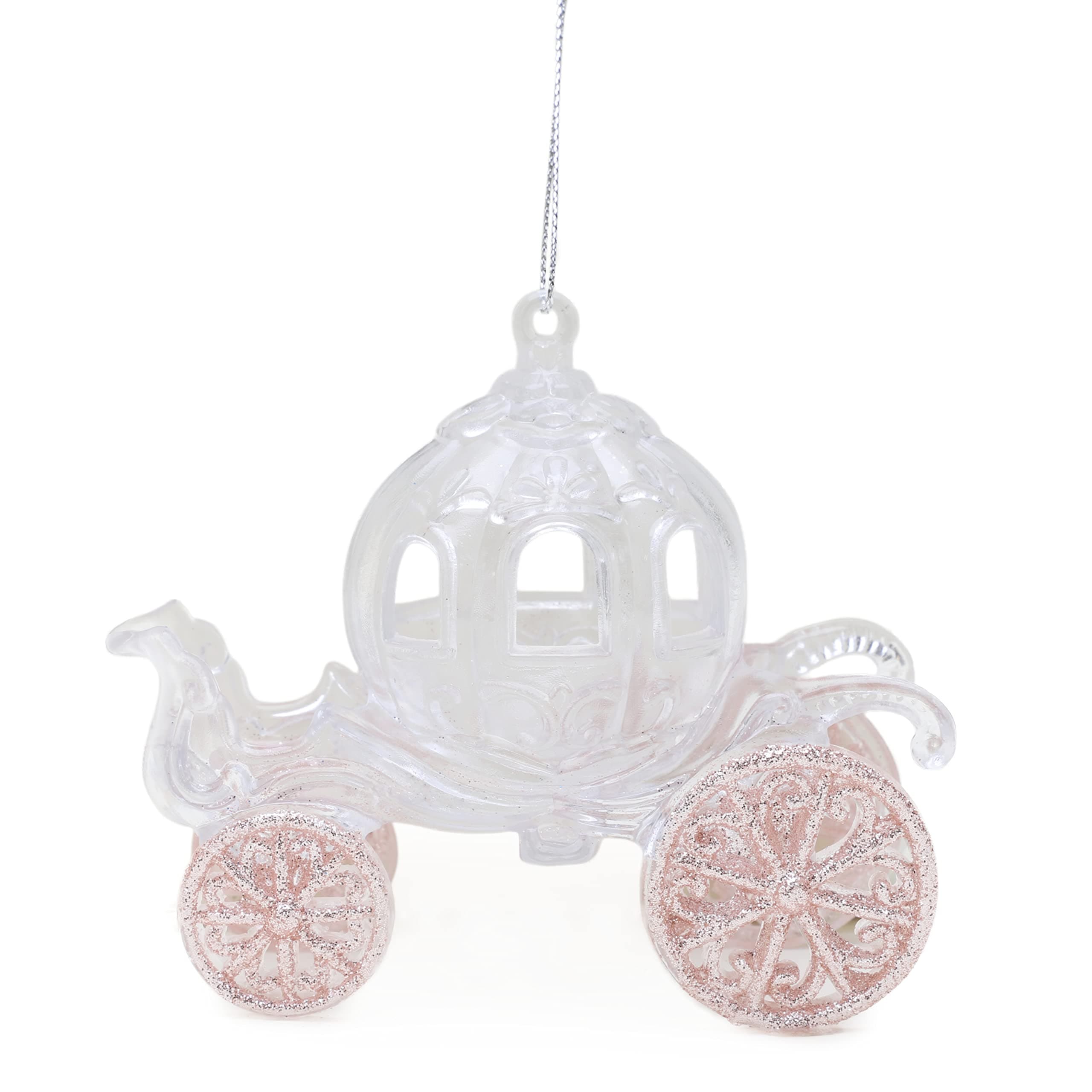 Christmas Concepts® 10cm (4") Glitter Decorated Princess Carriage Decoration (ROSEGOLD, 1)