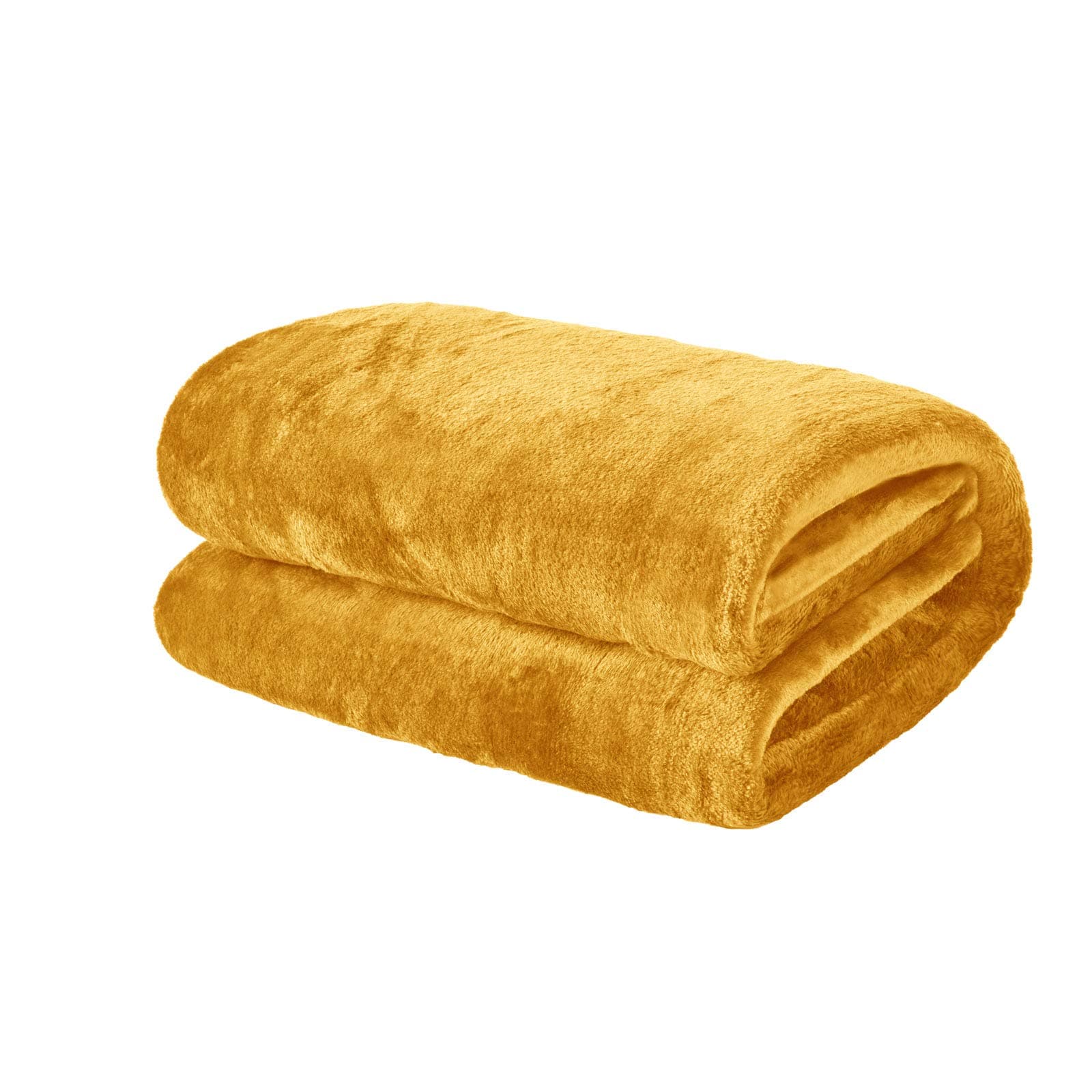 Brentfords Throws for Sofas Ochre Mustard Yellow Blanket, Super Soft Cosy Warm Flannel Fleece Blanket for Bed Settee Home Decor Large Sofa Throw Lightweight Fluffy Double Bed Throw, 150 x 200cm