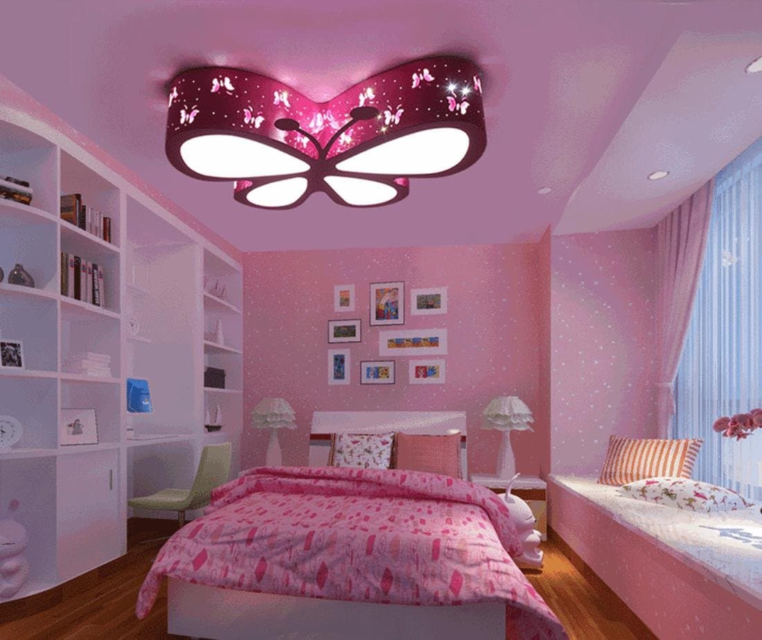 Chandeliers Ceiling Lights Pink Butterfly ,Cute LED Ceiling Lights For Living Room Bedroom Girls And Babys