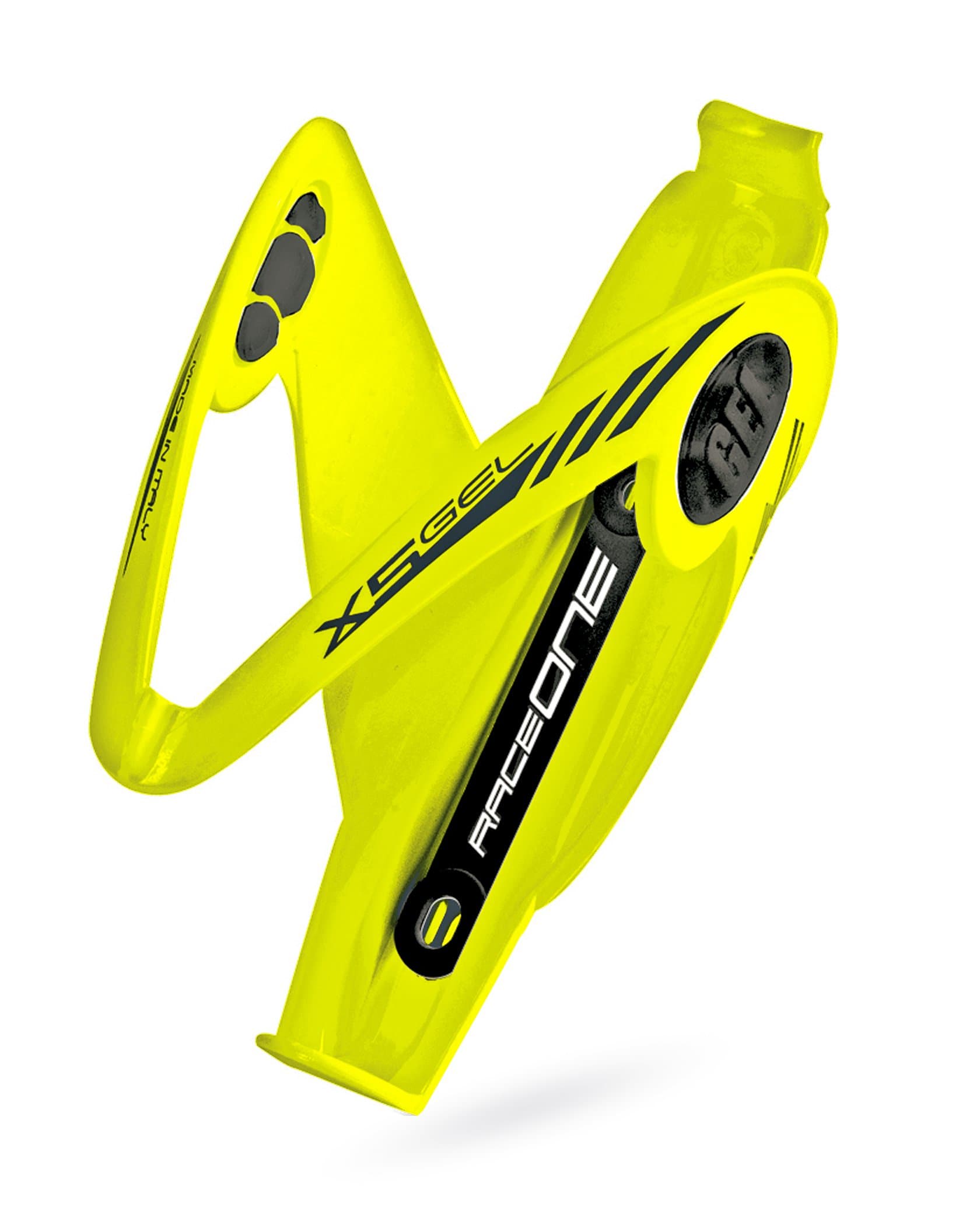 RaceOne - X5 Water Bottle Cage with Gel Inserts for Bicycle Bottles in Yellow Fluro