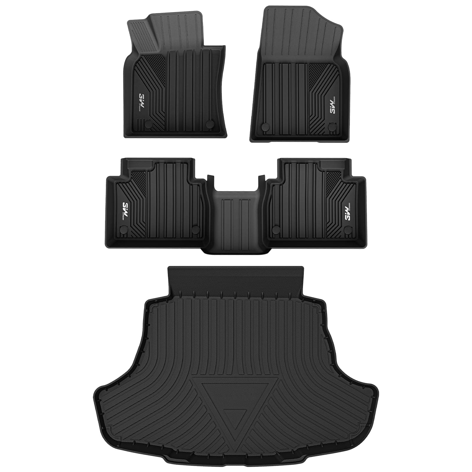 3W Floor Mats & Cargo Liner Fit Toyota Camry 2018-2024 FWD (Not for Hybrid or AWD), TPE All Weather Custom Fit Floor Liner, Camry L/LE/SE/TRD/XLE/XSEGlobal Recycled StandardGlobal Recycled StandardGlobal Recycled Standard