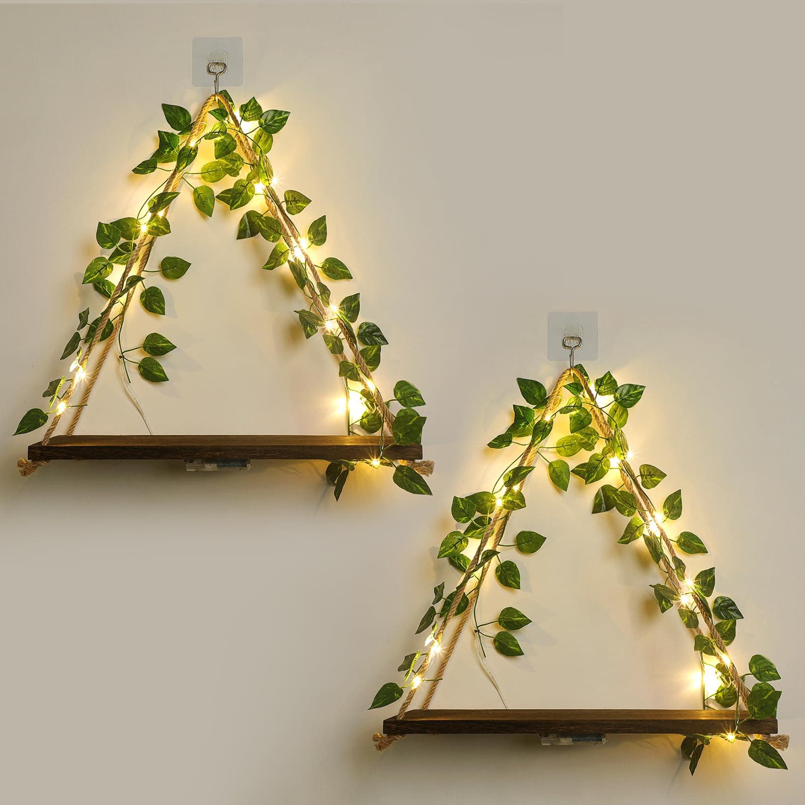 JOPSTDI Floating Shelves for Wall,Plant Wall Decor,Hanging Shelf,Cottage Core Decor,Room Decor Aesthetic,Trinket Shelf,Hanging Shelves,Floating Shelves for No Drilling,Two-Piece Set