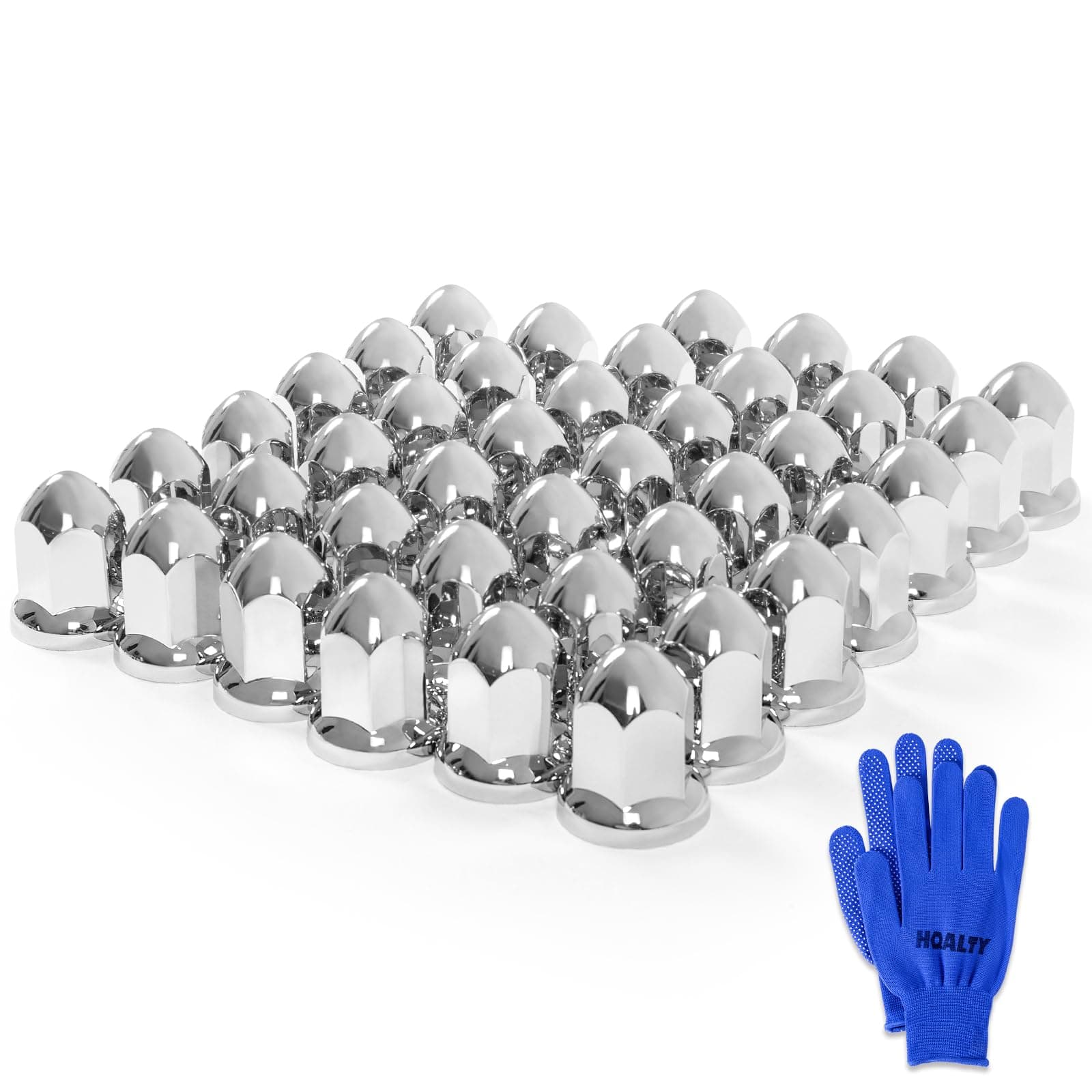40Pcs Lug Nut Covers 33mm Bullet Flanged ABS Chrome Plastic Anti-Rust Push-on Nut Cover Caps for Semi Trucks