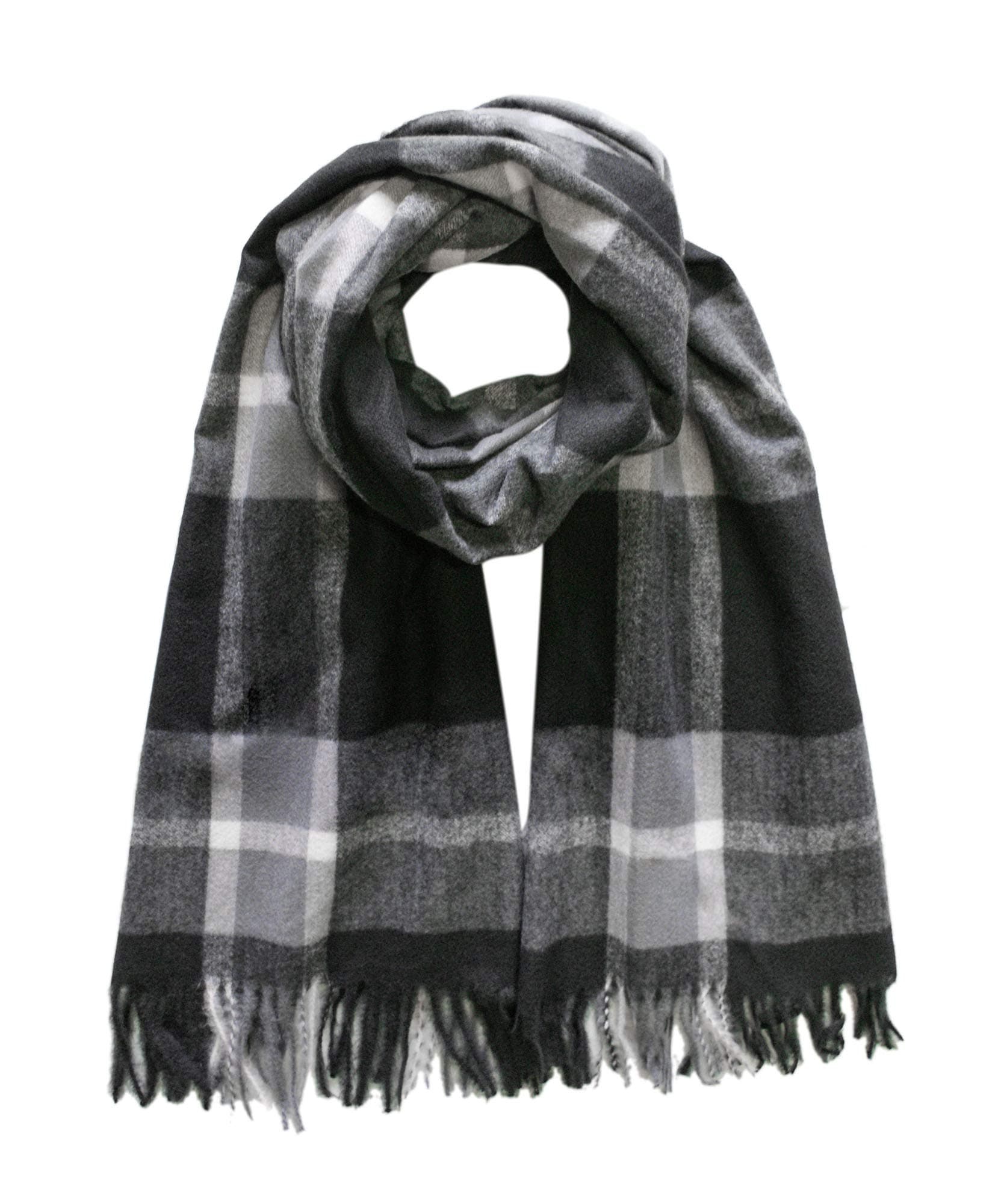 Urban CoCo Women's Tartan Plaid Blanket Scarf Winter Checked Wrap Shawl (Series 8 Black)