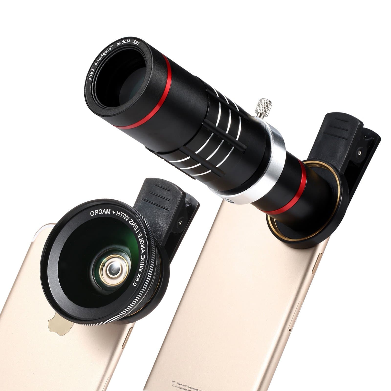 Gooddogy Universal 18X Zoom Telephoto Lens + 15X Super Macro Lens + 0.6X Wide Angle Lens,Clip On Telescope Lens for iPhone 7/6 Plus,Samsung and Other Smartphones