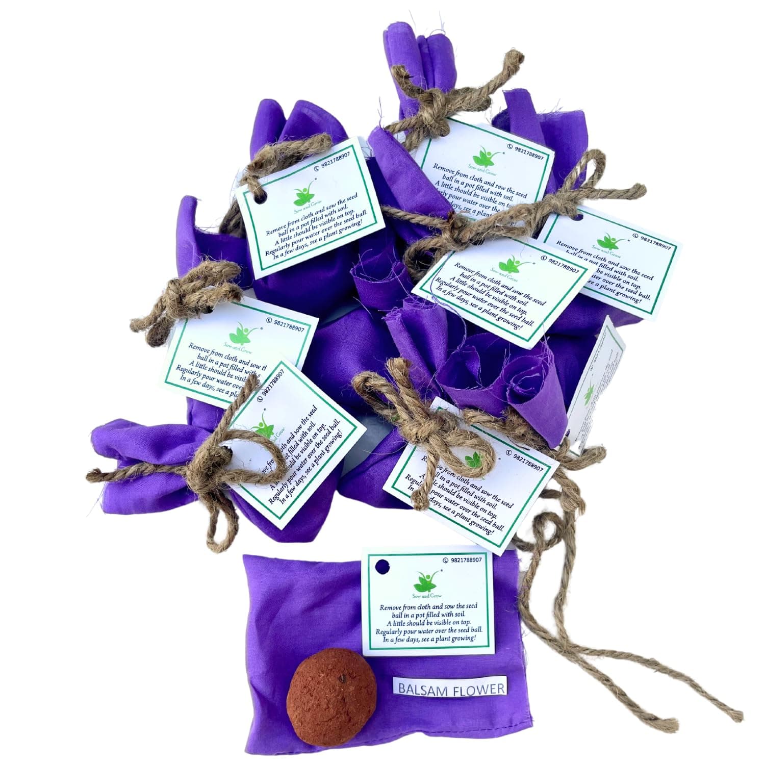 Sow and Grow Seed Balls of Balsam Flowers | Set of 10 Individually Packed Beej Balls | Green Gifting