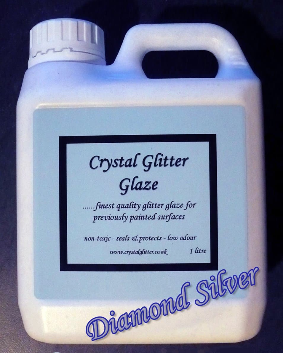 Clear Diamond Silver Glaze (Paint Over Grey Walls) + Colour Changing Holographic Crystals! (1 Litre)