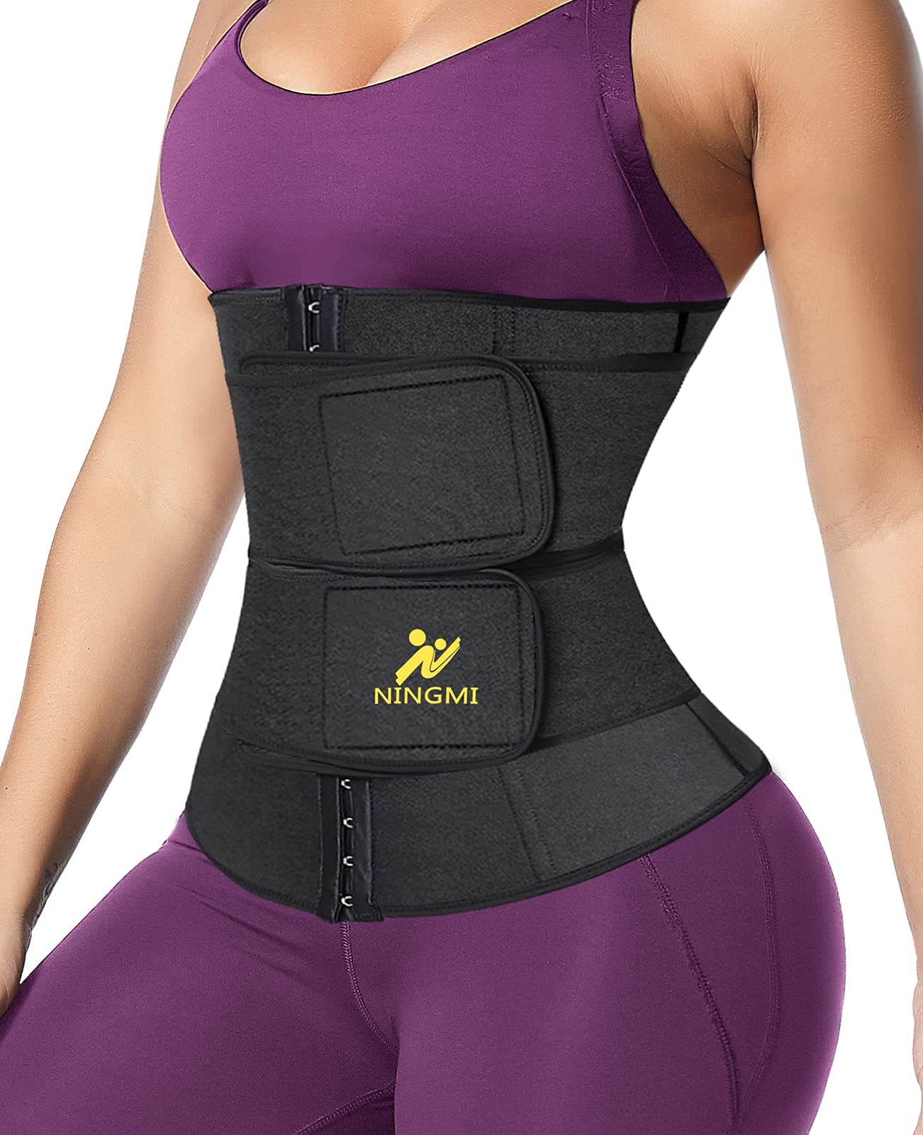 NINGMISauna Waist Trainer for Women - Workout Sweat Waist Trimmer Womens Corset Waste Belly Belt Tummy Stomach Wrap Gym
