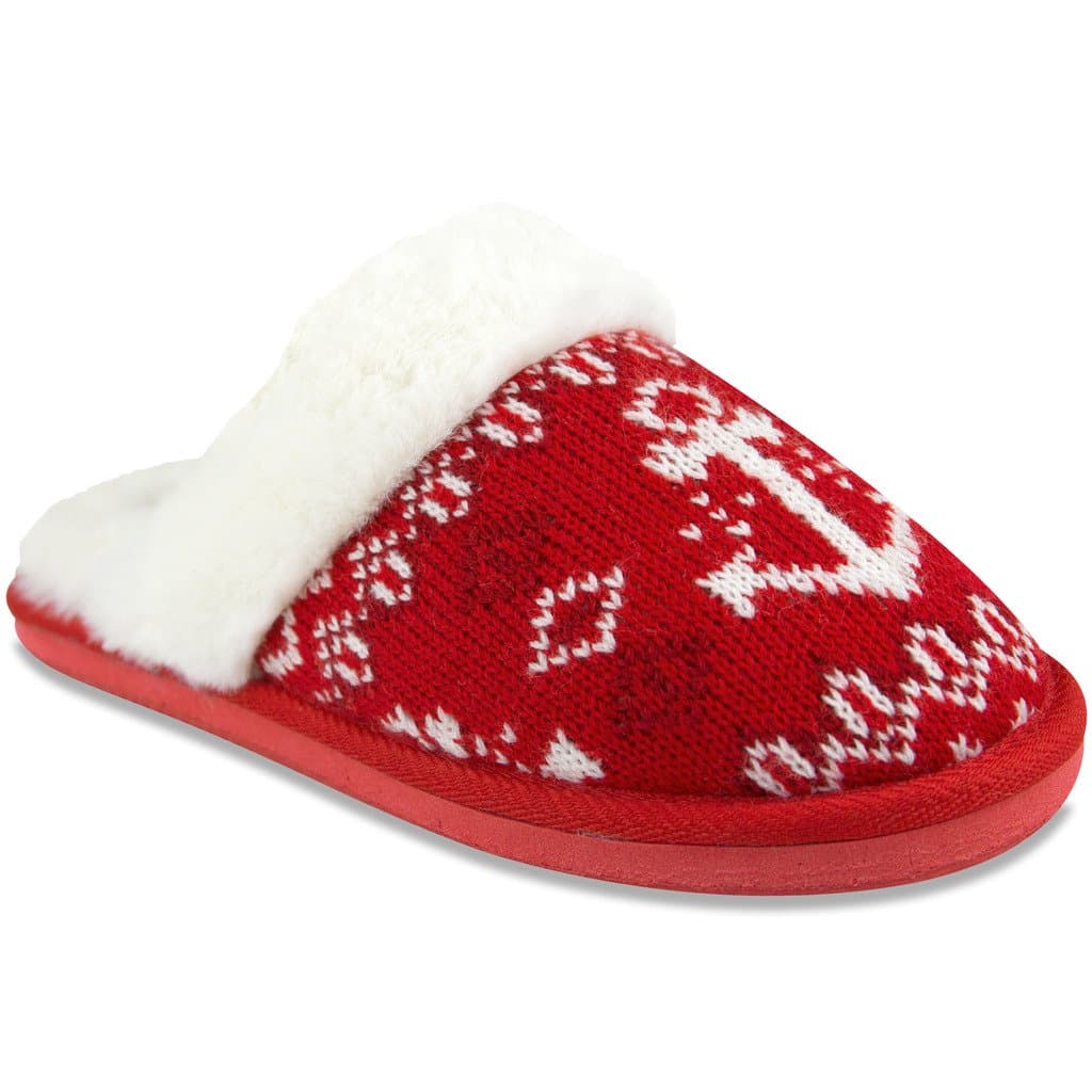 Nautica Women's Fantail Slippers Warm Fur Soft Indoor Fashion Slip-On's