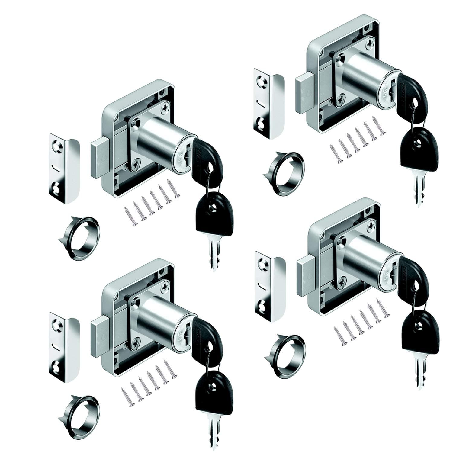 youtu 4 Pack Furniture Lock Cylinder, Zinc Alloy Cam Lock For Door Cabinet Mailbox Cupboard & Drawer Locks