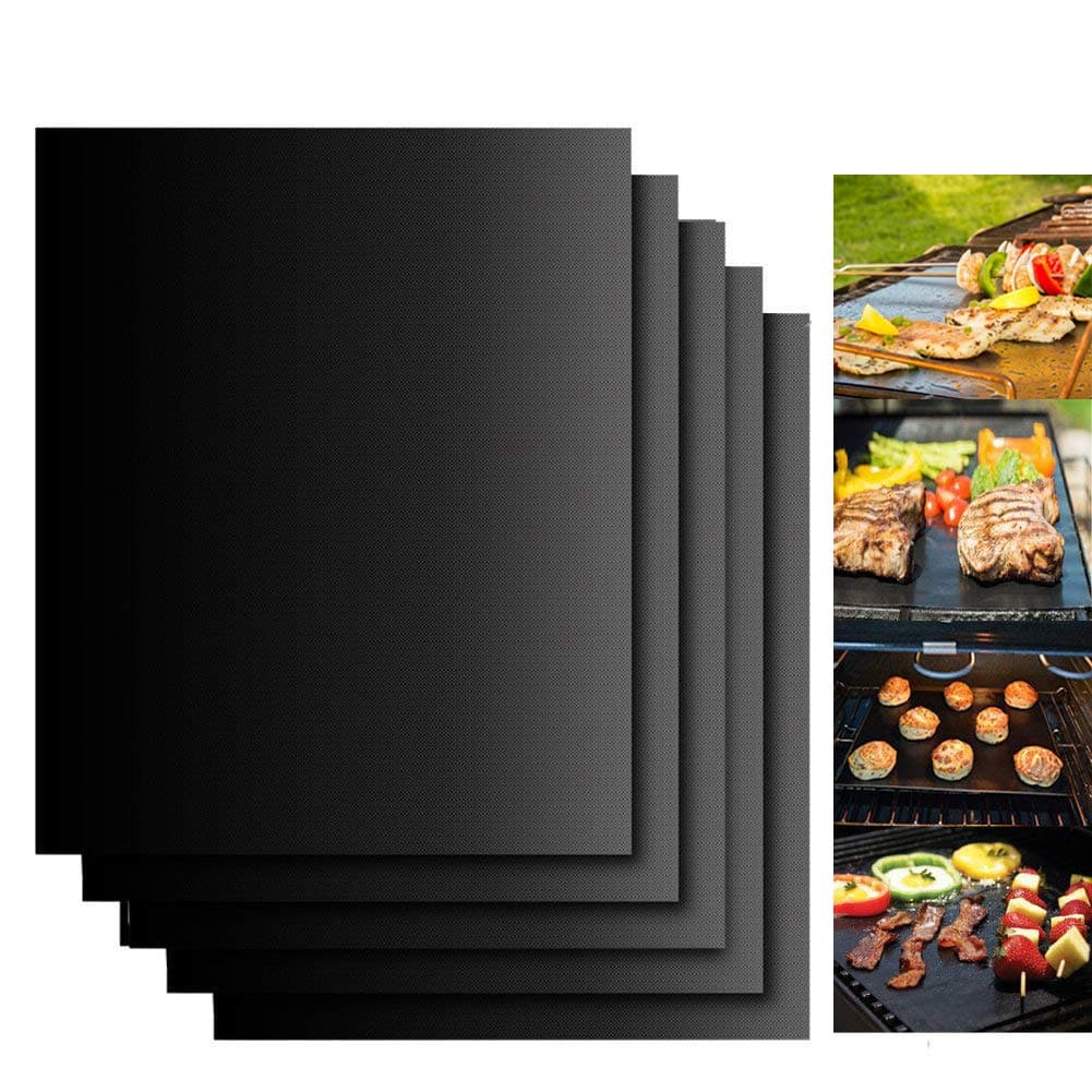 Dailyart 19x15inch Grill Mats for Outdoor Grill, Set of 5 Non-stick Teflon Grill Mat, Upgraded & Enlarged Reusable Grill Mats for Grilling, BBQ Grilling Accessories for Gas, Charcoal, Electric