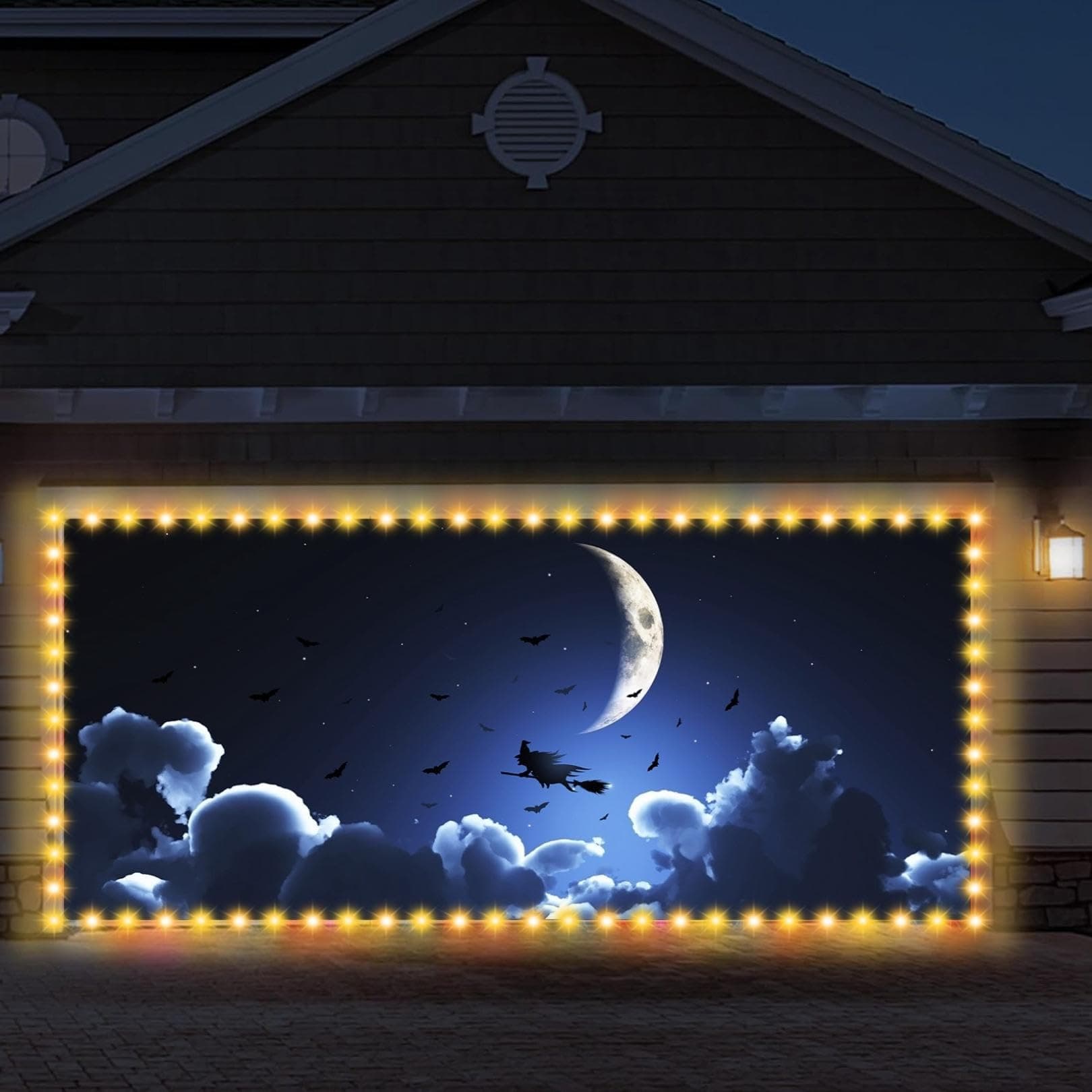 Halloween Garage Door Banner Cover, Halloween Garage Door Banner Decor Halloween Garage Backdrop Door Decor for Garage Halloween Decor (16 x 7 ft, Num.01)