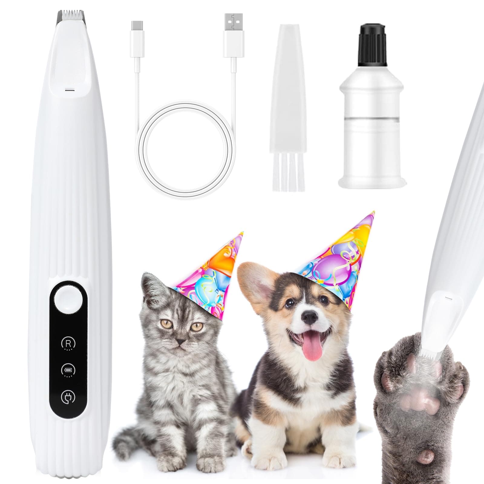 Upgraded Dog Trimmer with LED Light,Pet Clippers for Small Dogs Cats - Trimming Paws, Eyes, Ears, Face, and Rump