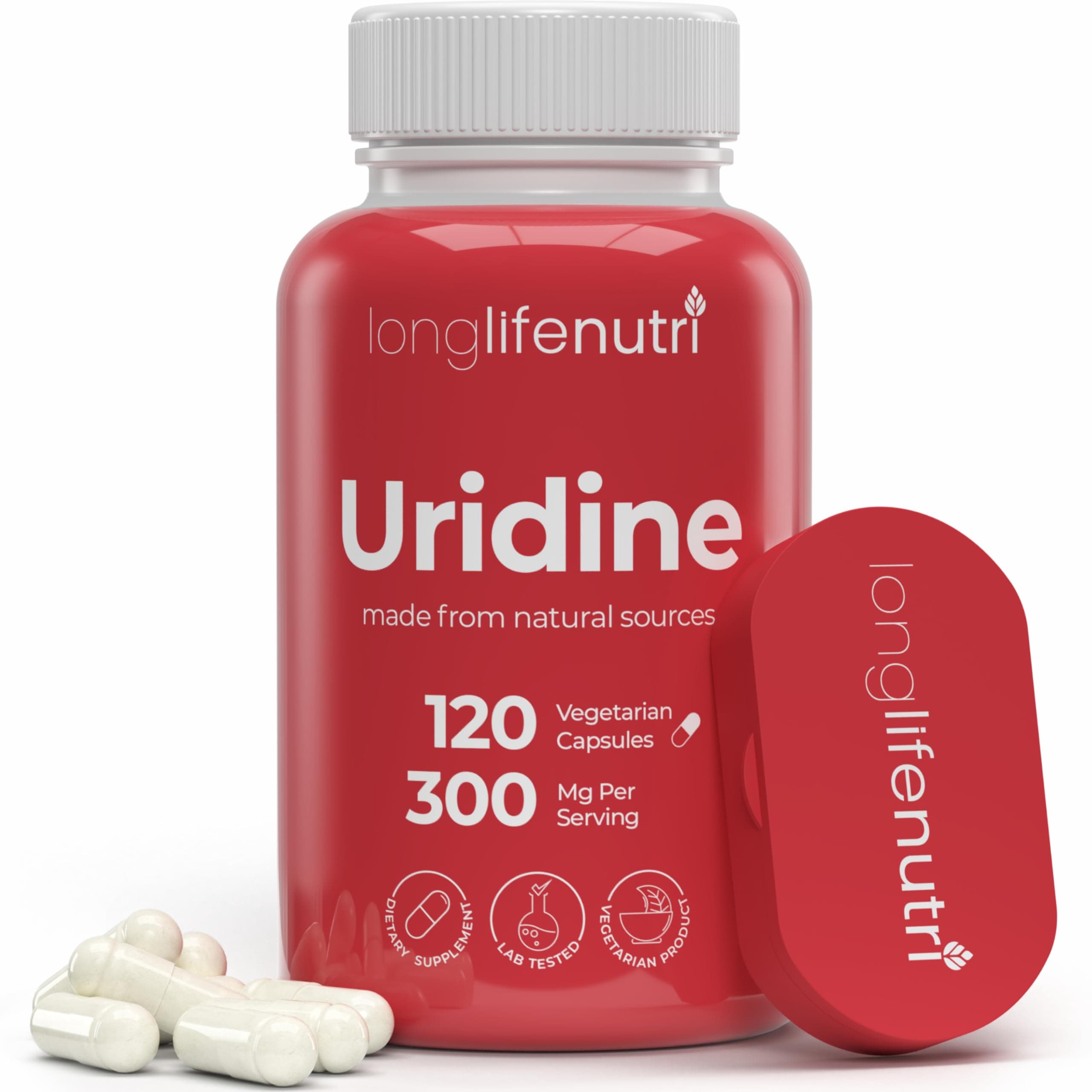 LongLifeNutri Uridine Monophosphate 300mg - 120 Veg Caps | Made in USA | Choline Enhancer for Brain & Memory | Supports Synapses Growth