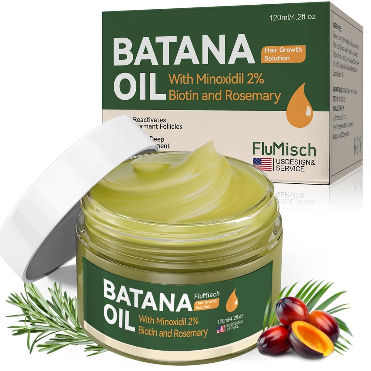 Batana Oil for Hair Growth, Natural Rosemary Oil Hair Growth Serum, with Minoxidil Biotin for Damaged Hair, Hair Strengthening Products that Increase Hair Thickness and Prevent Hair Loss
