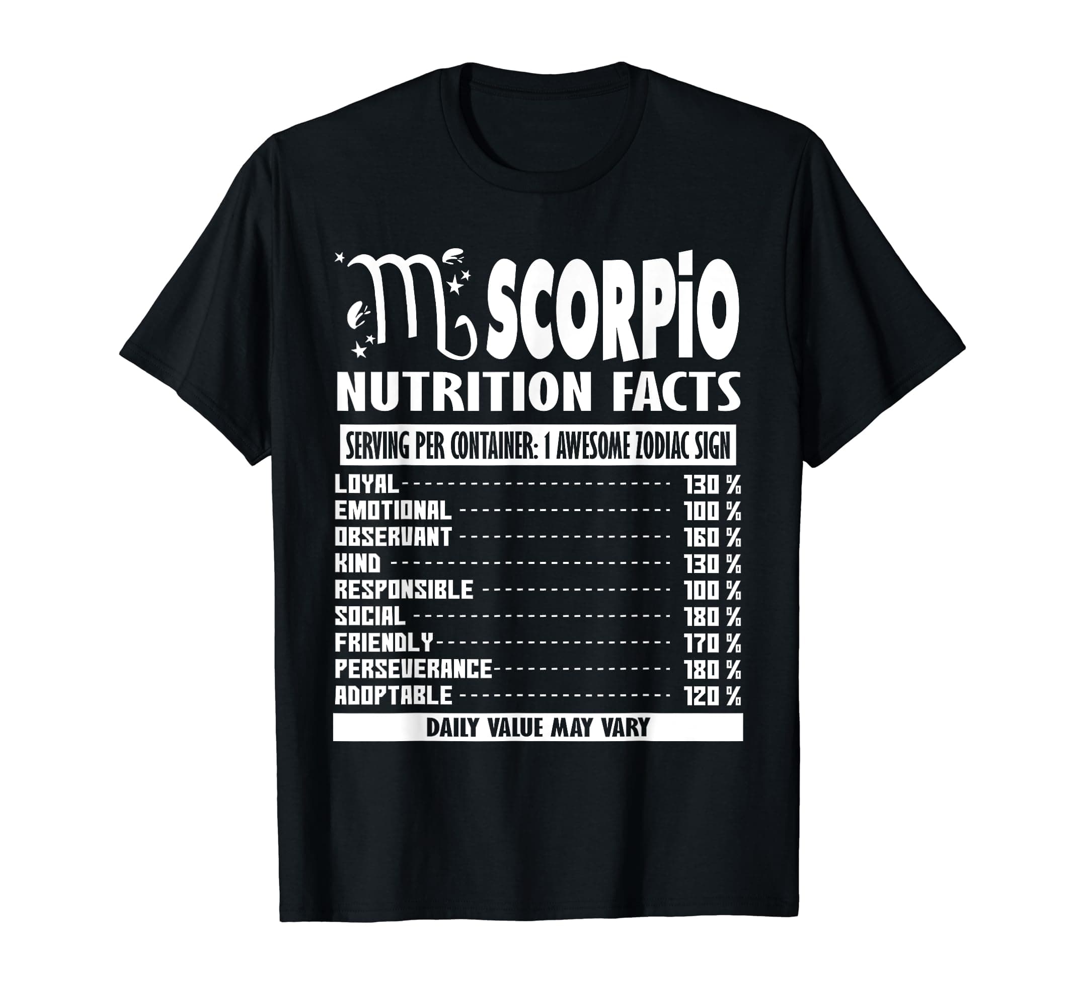 Zodiac Sign Scorpio GiftsNutrition Facts - Zodiac Sign Scorpio T-Shirt