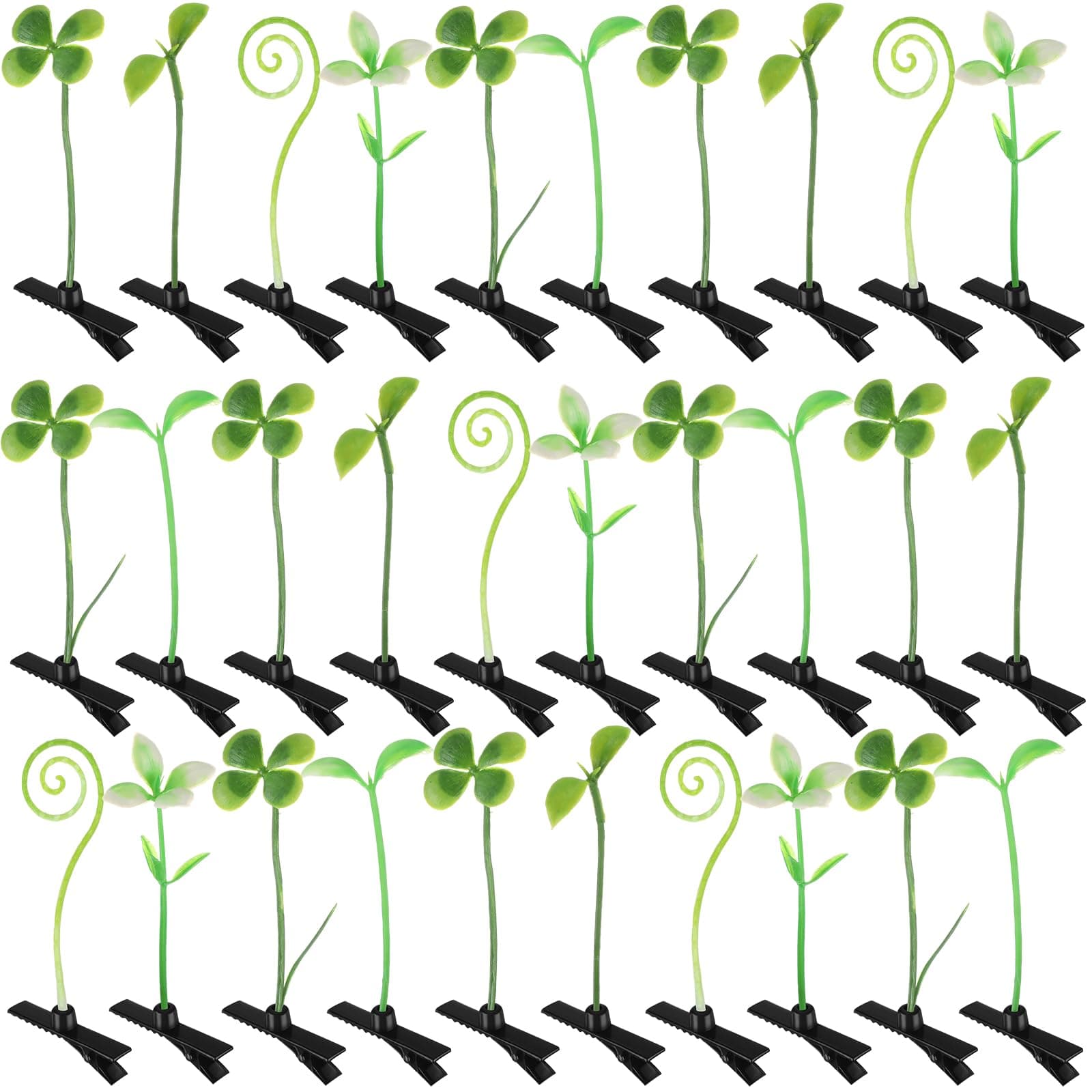 30 Pcs Bean Sprout Hair Clips Mixed Style Plant Hairpins Flower Plant Hair Clip Little Grass Barrette Butterfly Headwear Hair Accessories for Women Girl School Home Party Christmas (Greenery)