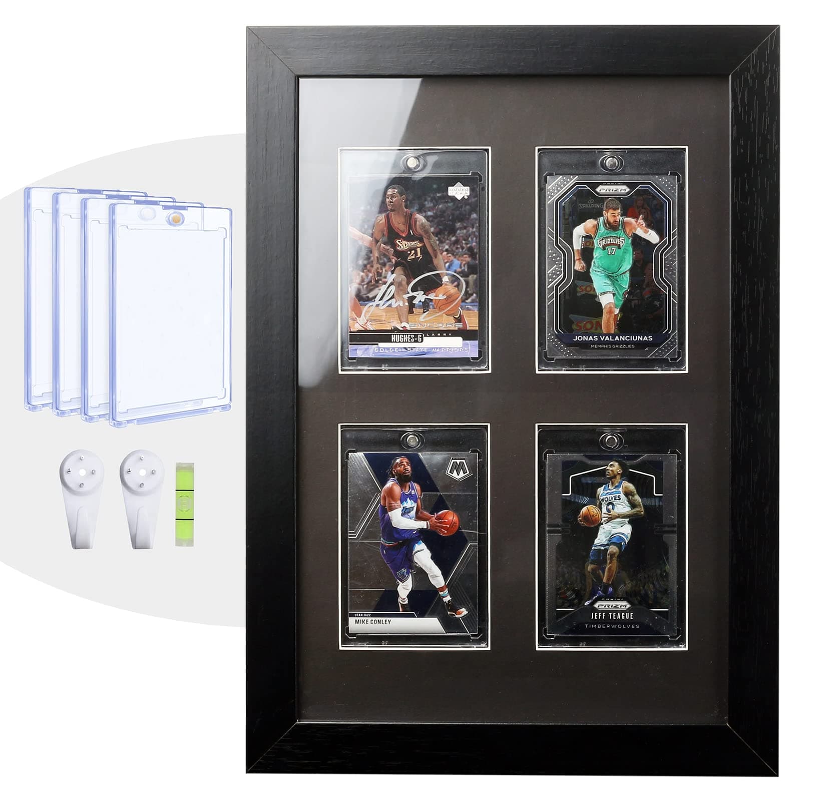 Trading Card Display Frame - Wall Mount Baseball Card Display Case with UV Protection Magnetic Card Holder for 4 Standard Cards, Display for Basketball Football Hockey Pokemon MTG Yugioh