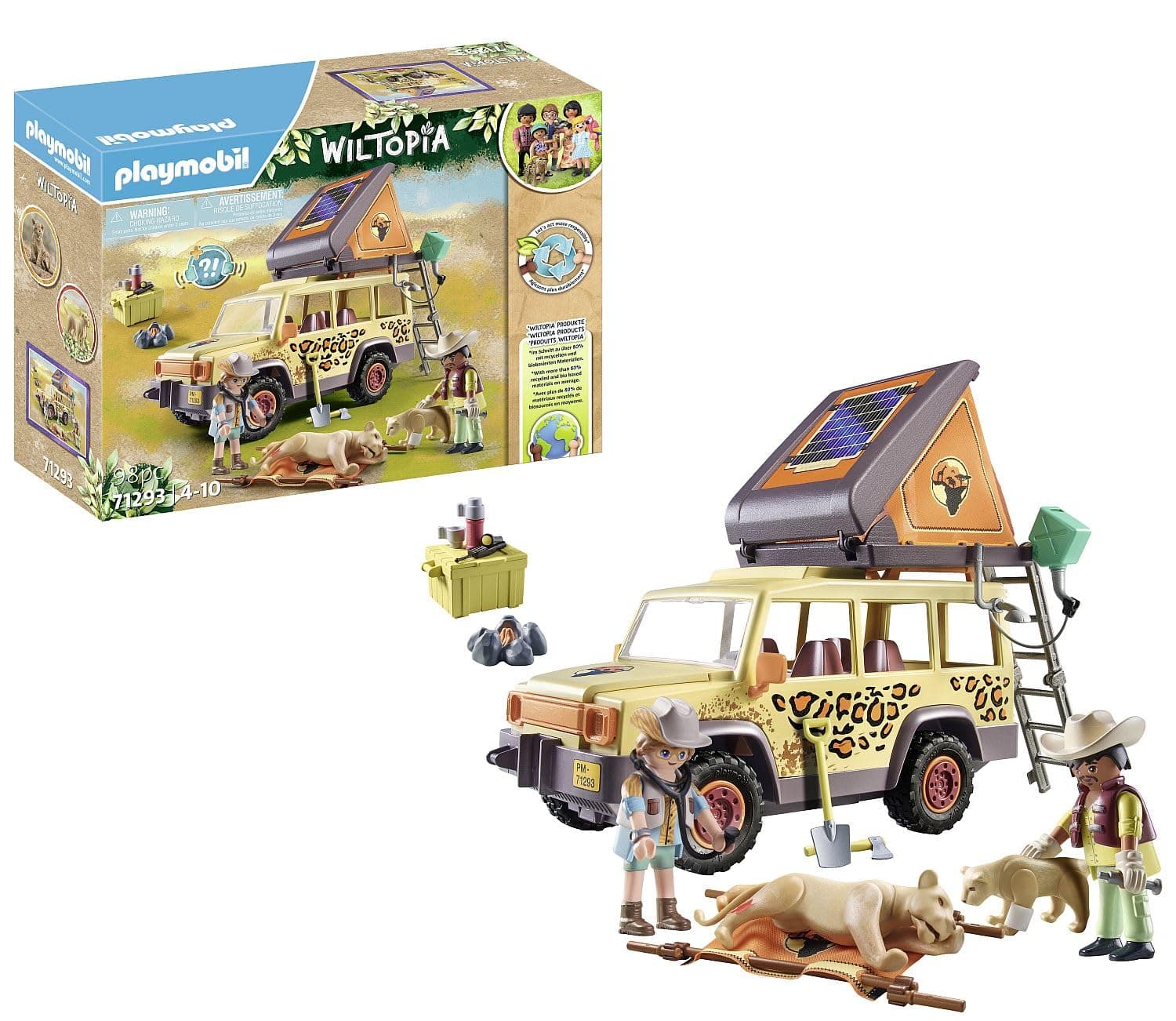 Playmobil 71293 Wiltopia Rescue All-Terrain Vehicle, adventurous animal set, educational toy made of sustainable material, fun imaginative role-play, playsets suitable for children ages 4+