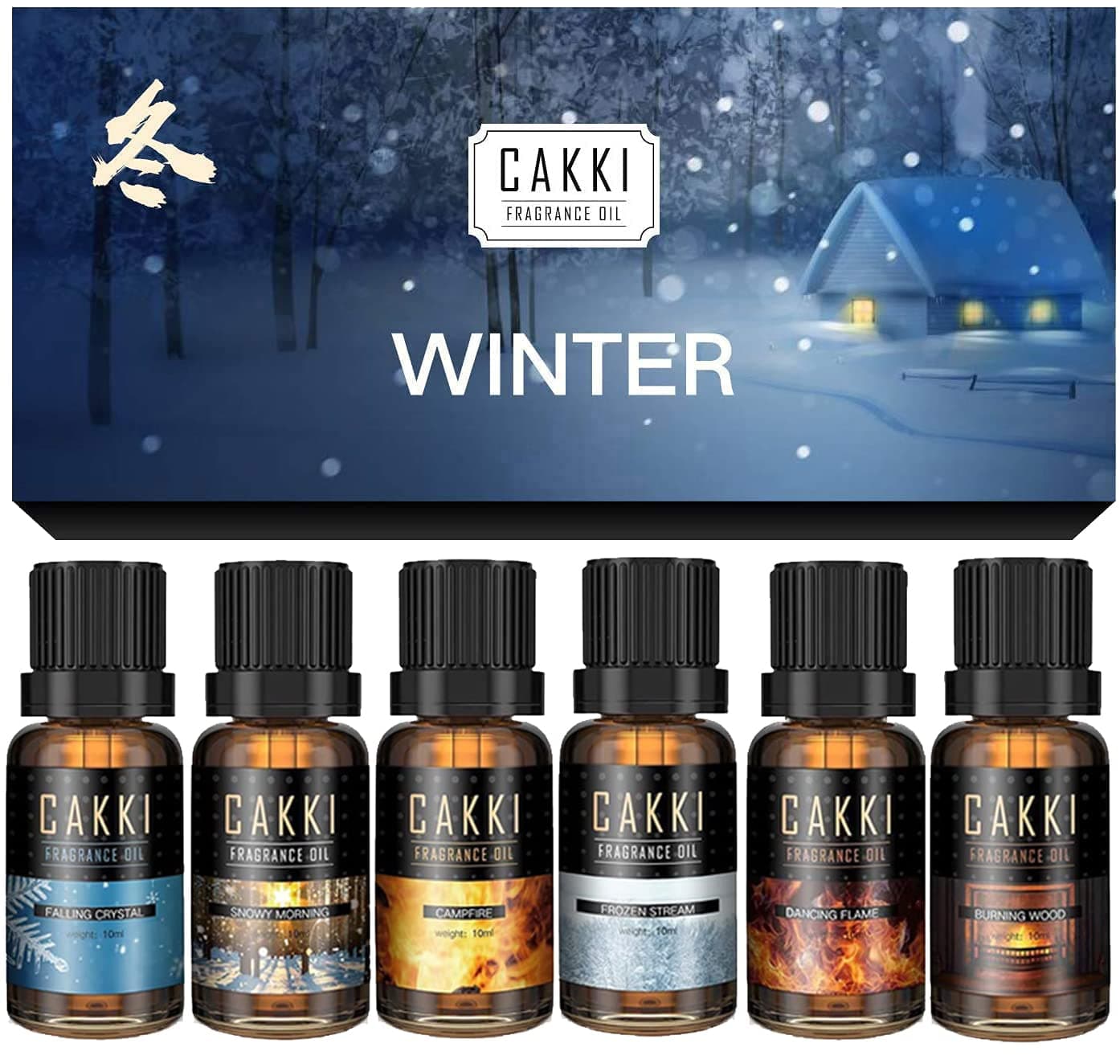 Winter Essential Oils for Diffusers for Home, Premium Grade Fragrance Oils Set, 6 Winter Scents Natural Aromatherapy Oils, for Candles Making, for Soaps Making, for Christmas Gift, 6x10ml
