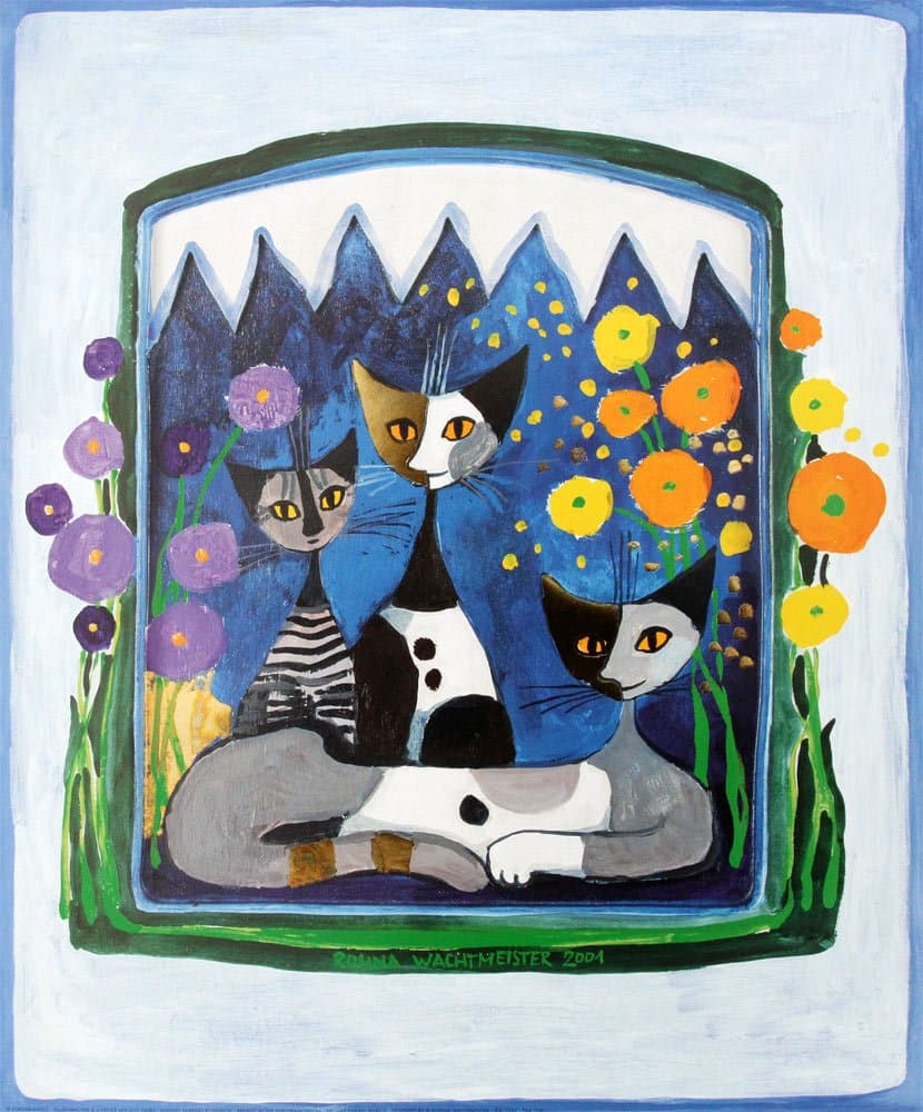 Cat Tea Time Rosina Wachtmeister Art Print Poster (19 3/4 x 23 1/2")