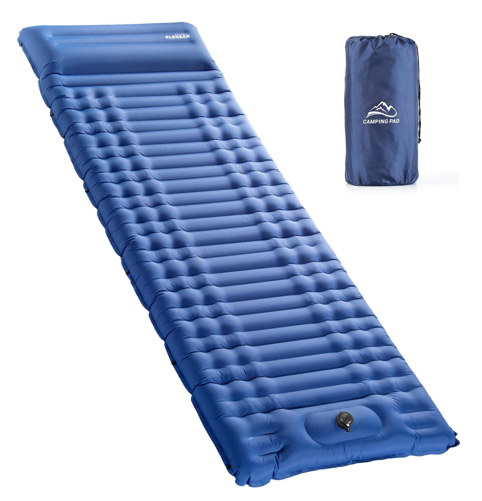 Elegear CumbreX Single Sleeping Pad for Camping, 4.7" Ultra-Thick Inflatable Camping Sleeping Pad 2 Person with Built-in Foot Pump, Portable Camping Sleeping Mat for Backpacking Hiking Tent, Blue